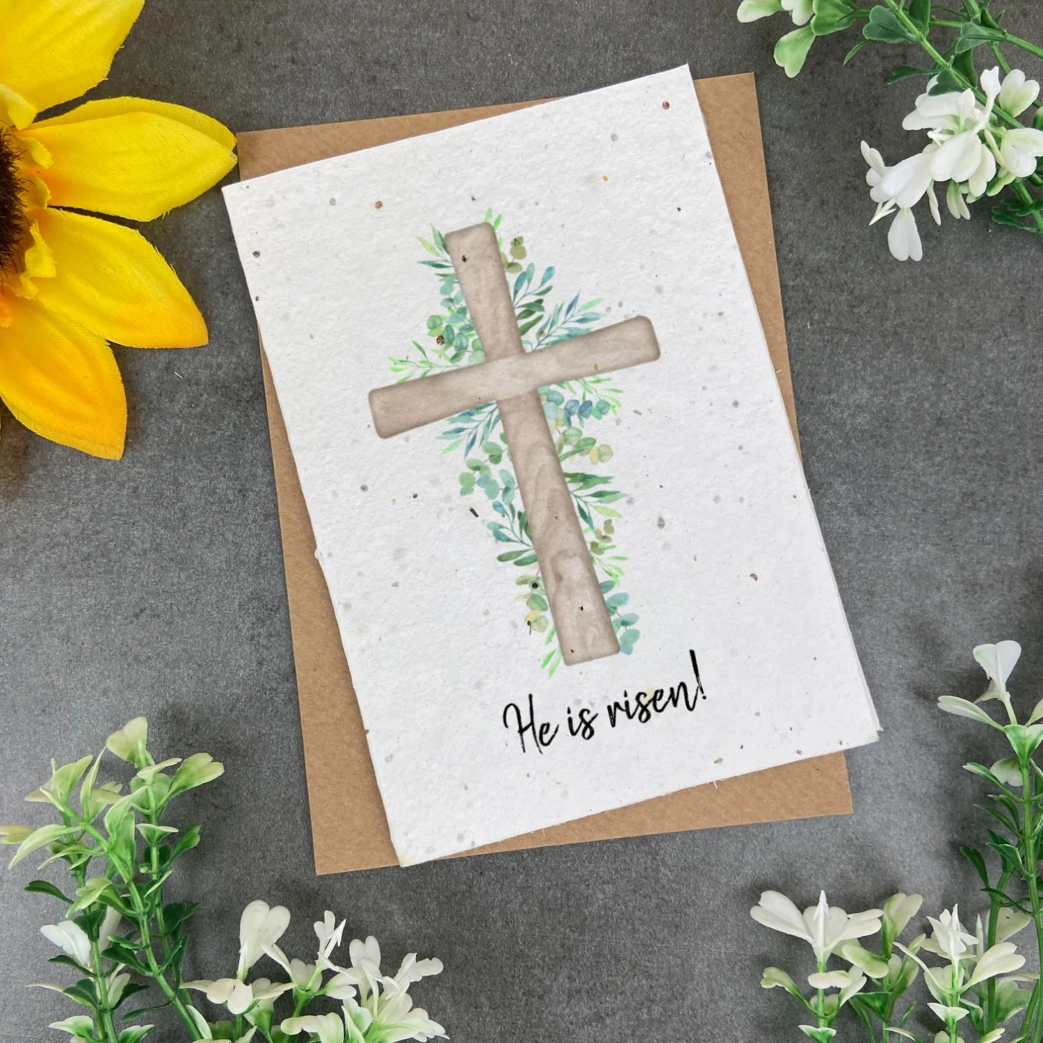 Easter Watercolour Cross Plantable Seed Card - Image 2