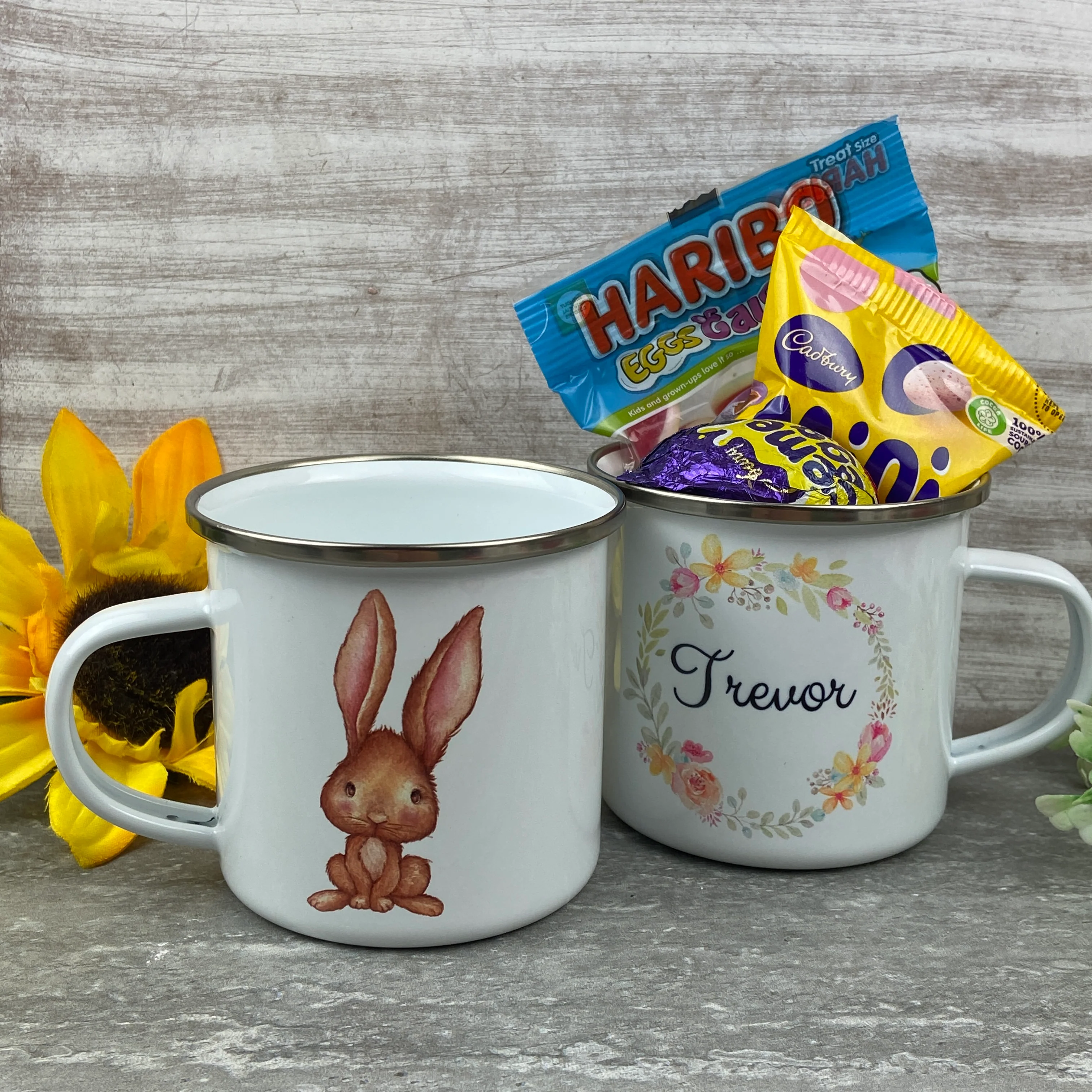 Easter Wreath Enamel Mug - Boy Rabbit - Image 8