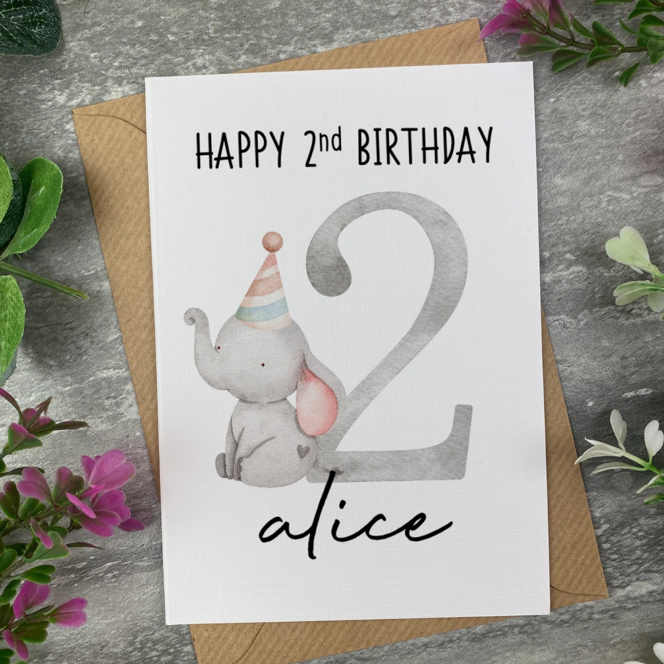 Elephant Happy Birthday Personalised Card - Image 7
