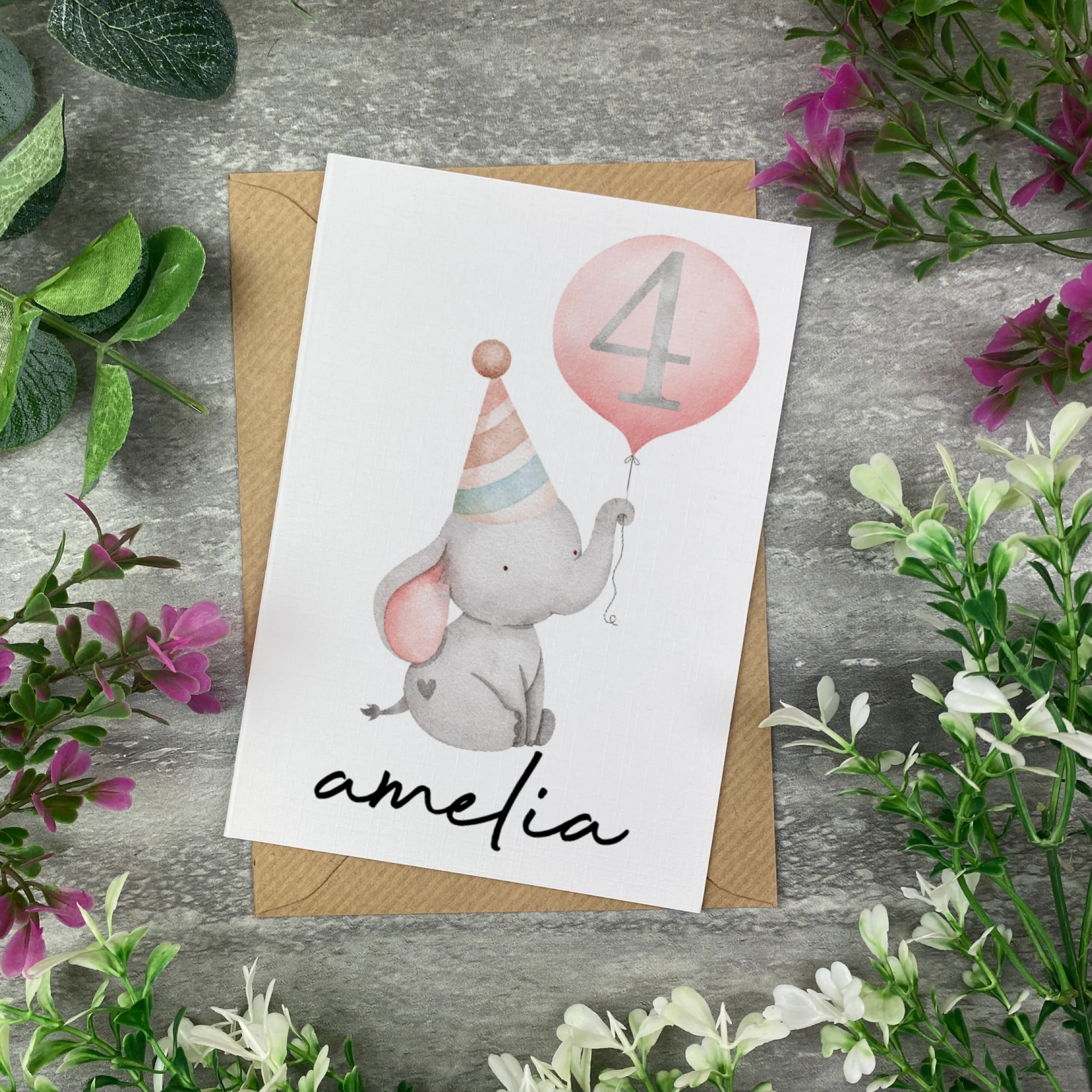 Elephant With Pink Balloon Personalised Birthday Card - Image 10