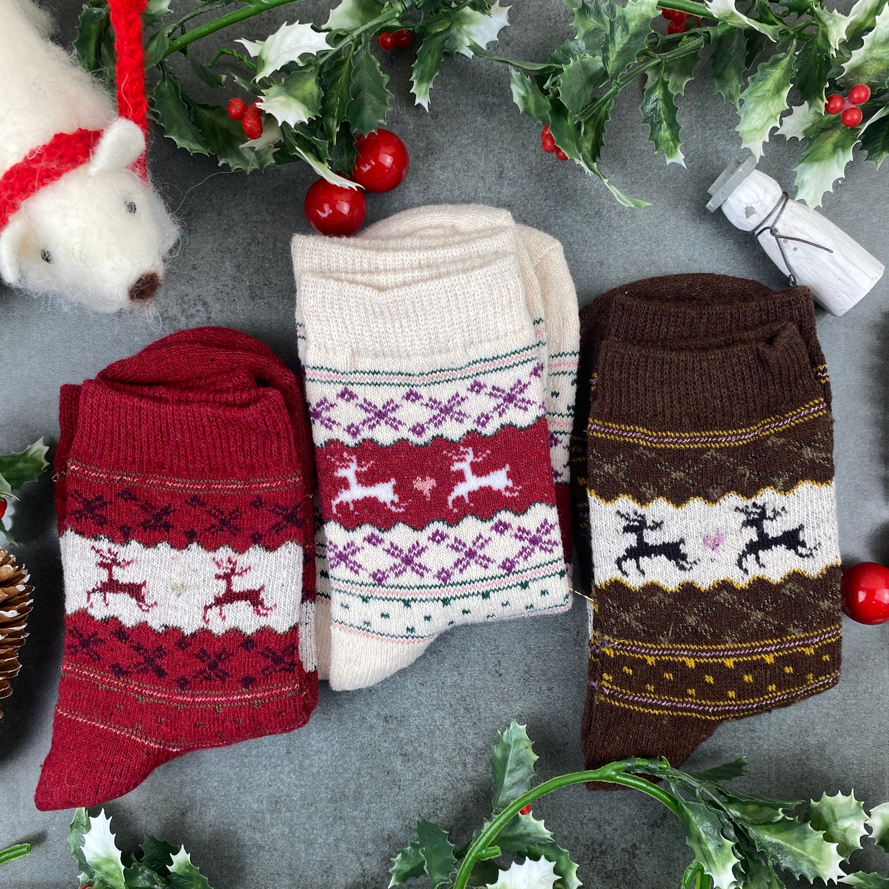 Fair Isle Style Merry Christmas Sock - Image 3