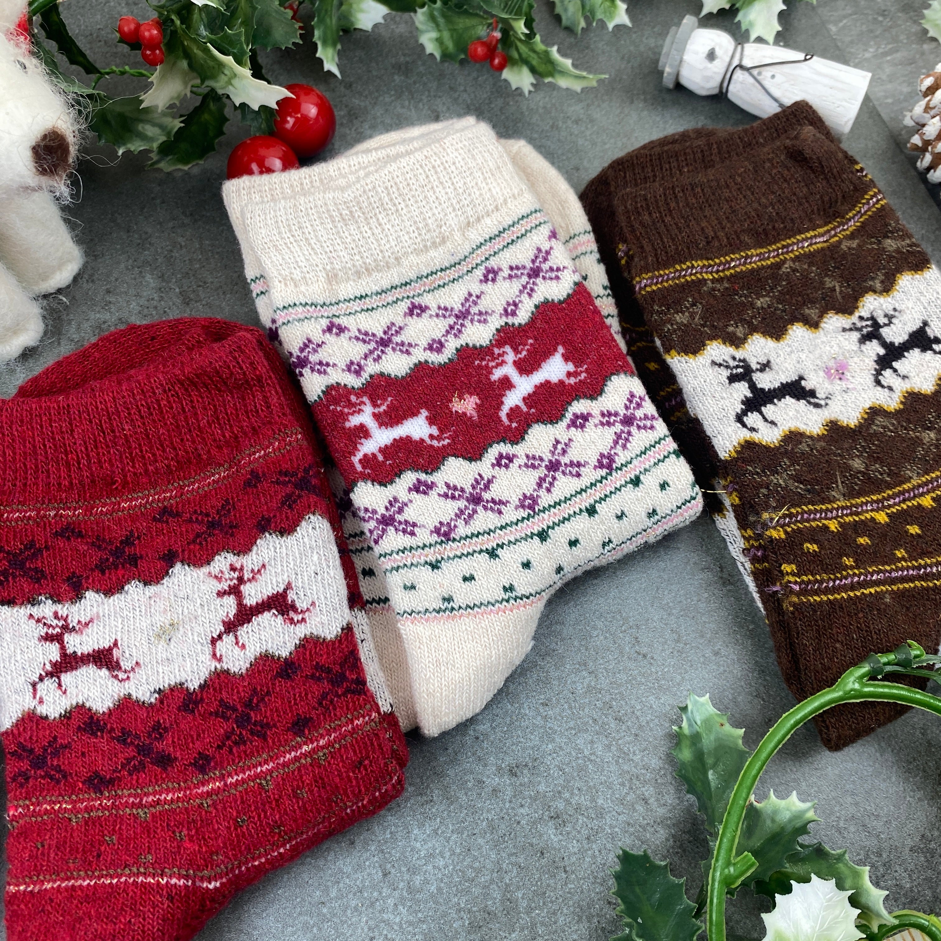 Fair Isle Style Merry Christmas Sock - Image 4