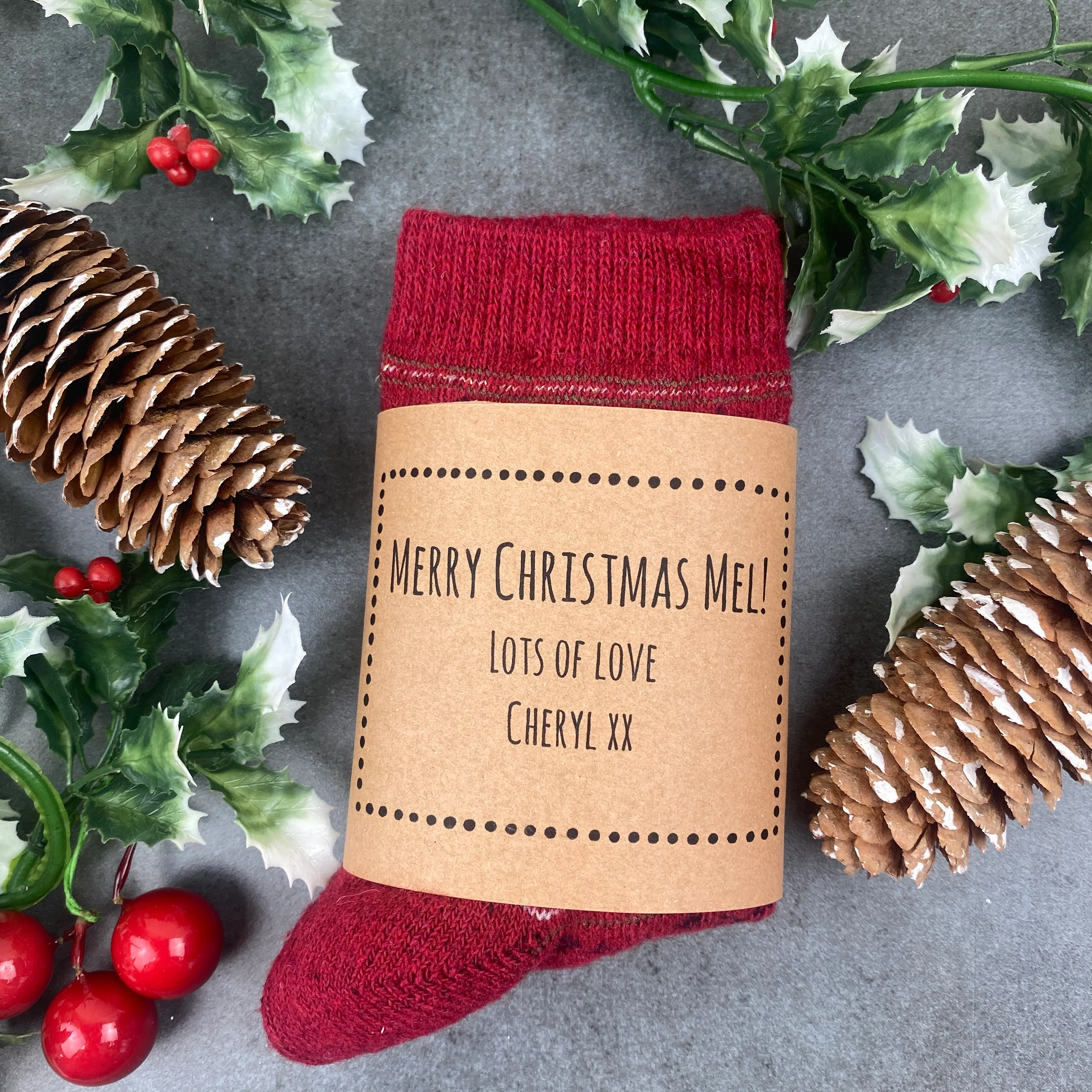 Fair Isle Style Merry Christmas Sock - Image 7