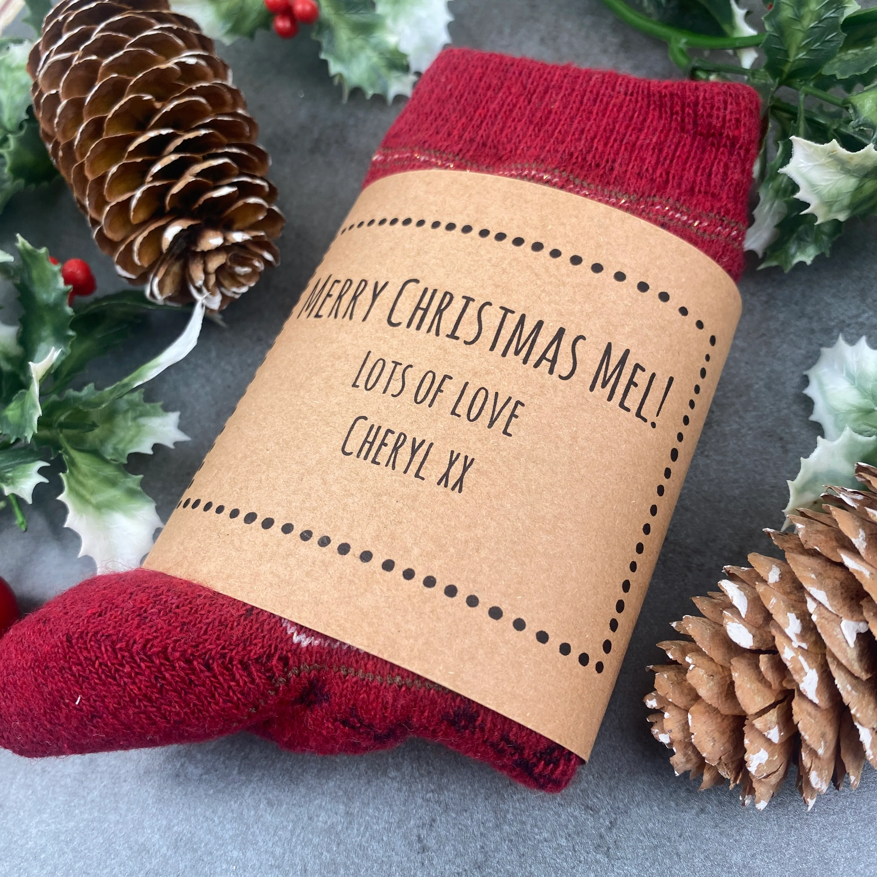 Fair Isle Style Merry Christmas Sock - Image 8