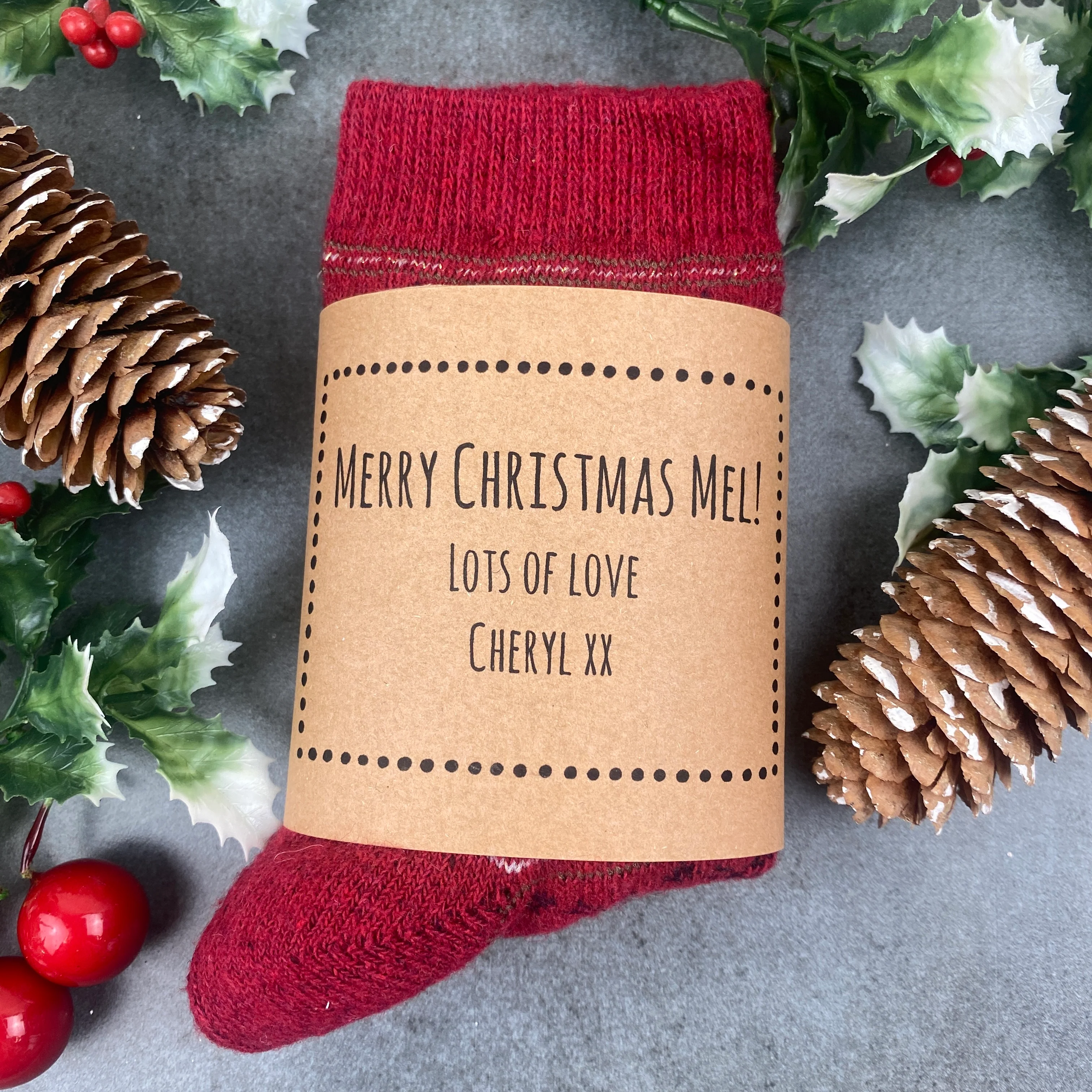 Fair Isle Style Merry Christmas Sock - Image 9