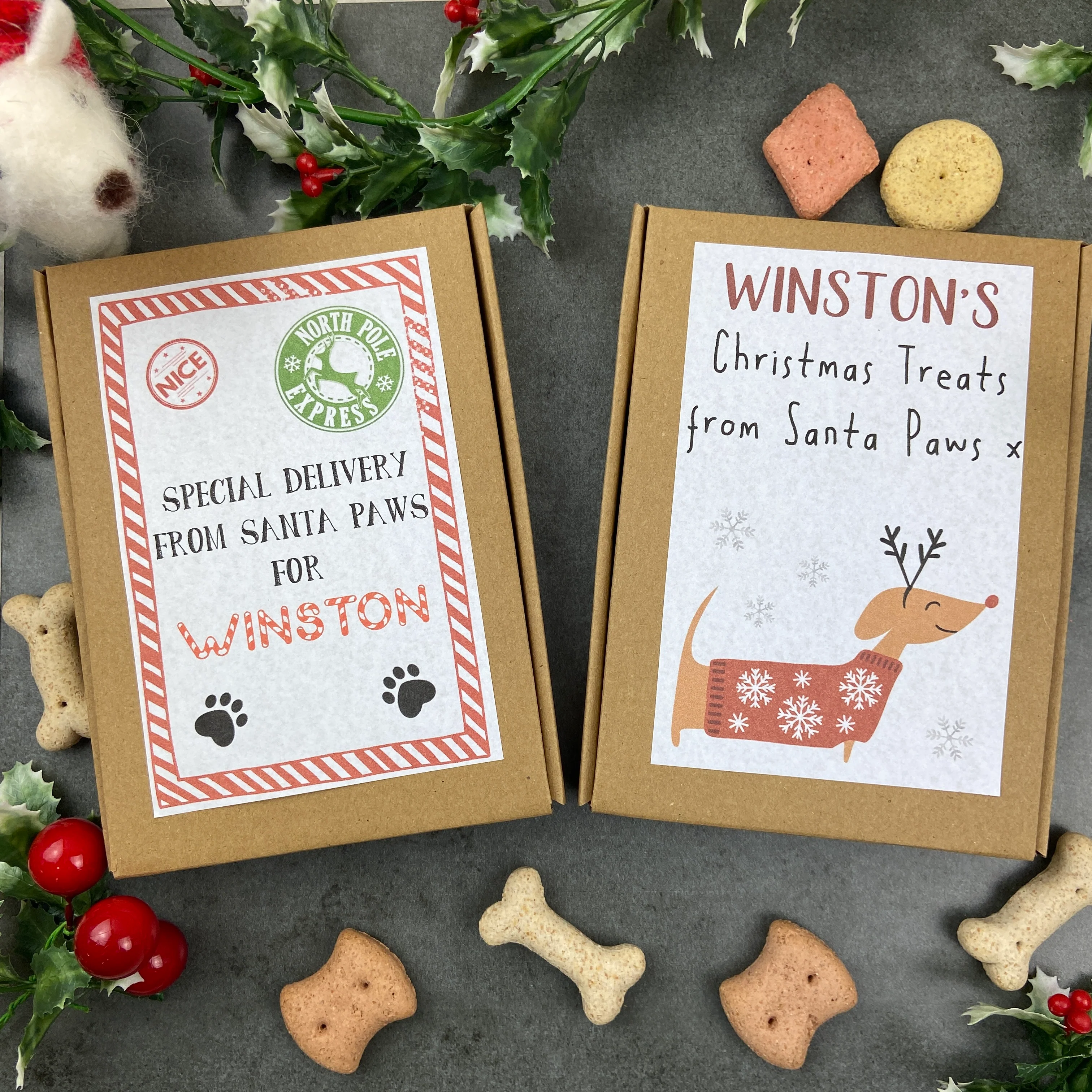 £5.00 Stocking Filler! 2 x Personalised Boxes Of Dog Treats - Image 2
