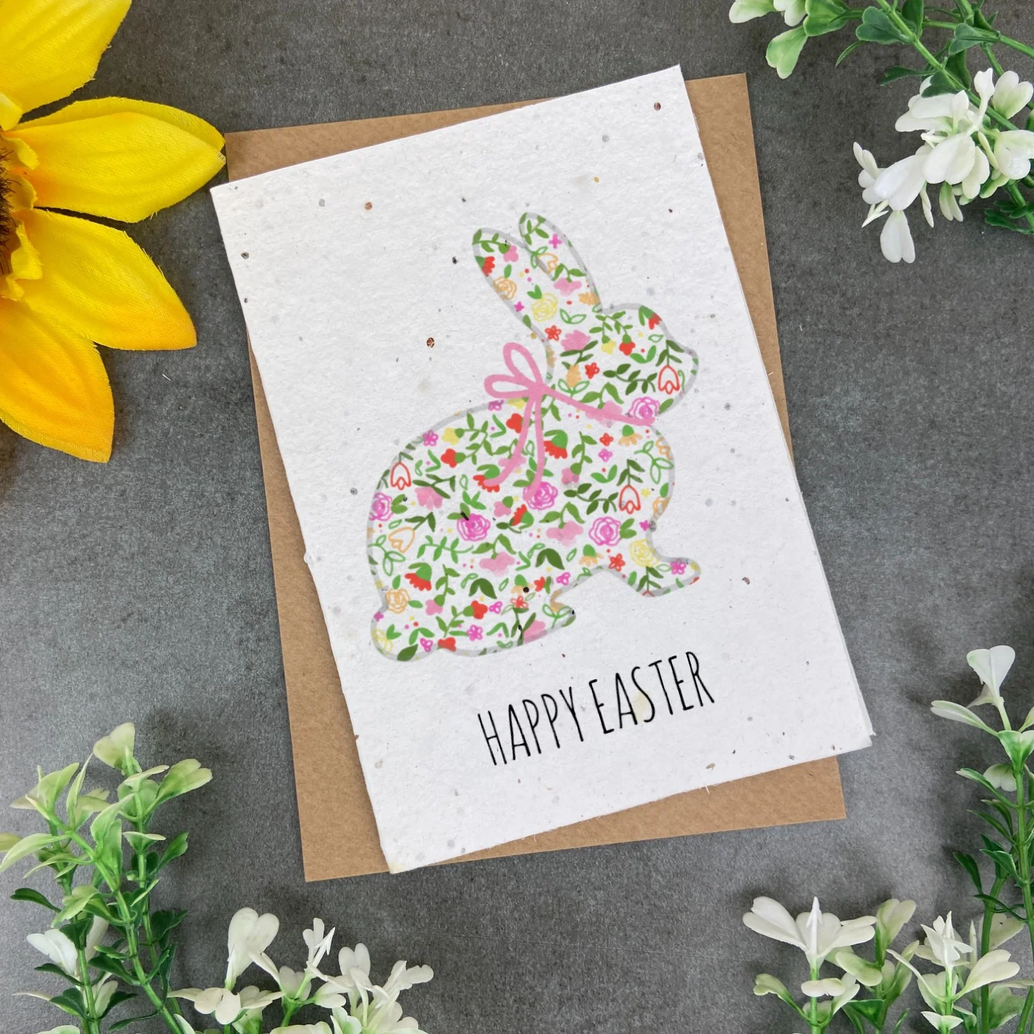 Floral Bunny Plantable Seed Card - Image 3