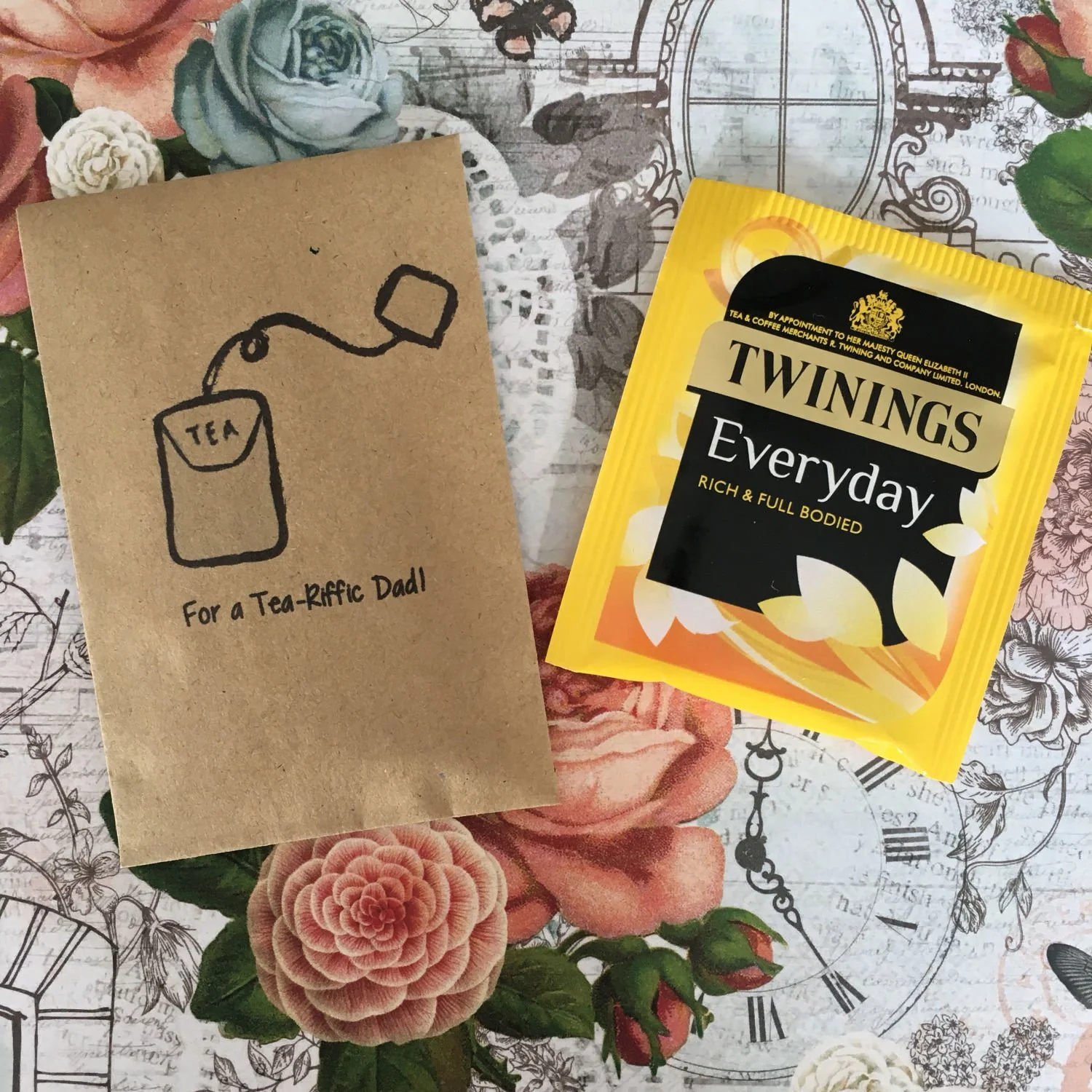 For A Tea-Riffic Dad - Mini Kraft Envelope with Tea Bag - Image 3