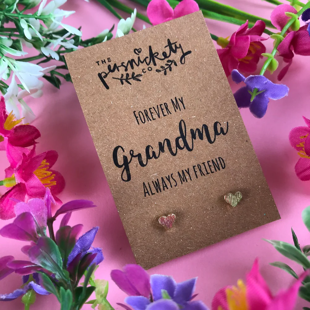 Forever My Grandma Always My Friend Heart Earrings - Image 10