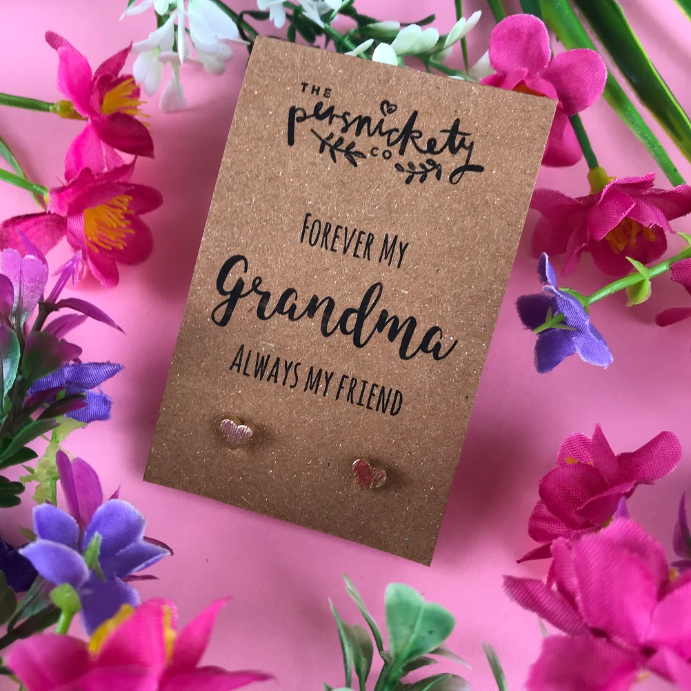 Forever My Grandma Always My Friend Heart Earrings - Image 3