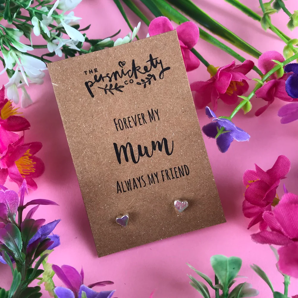 Forever My Mum Always My Friend Heart Earrings - Image 4