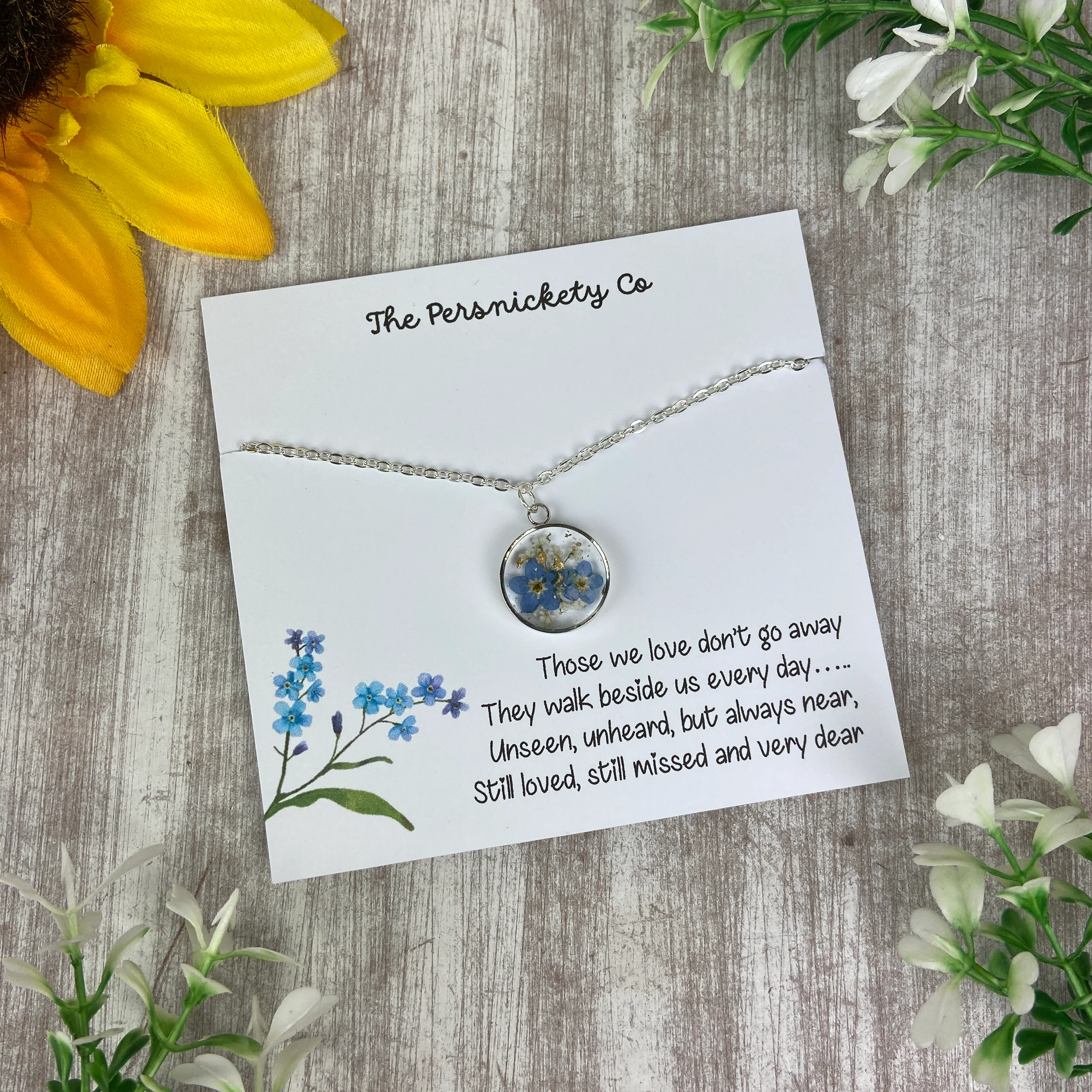 Forget Me Not Pendant Necklace, Those We Love Don’t Go Away