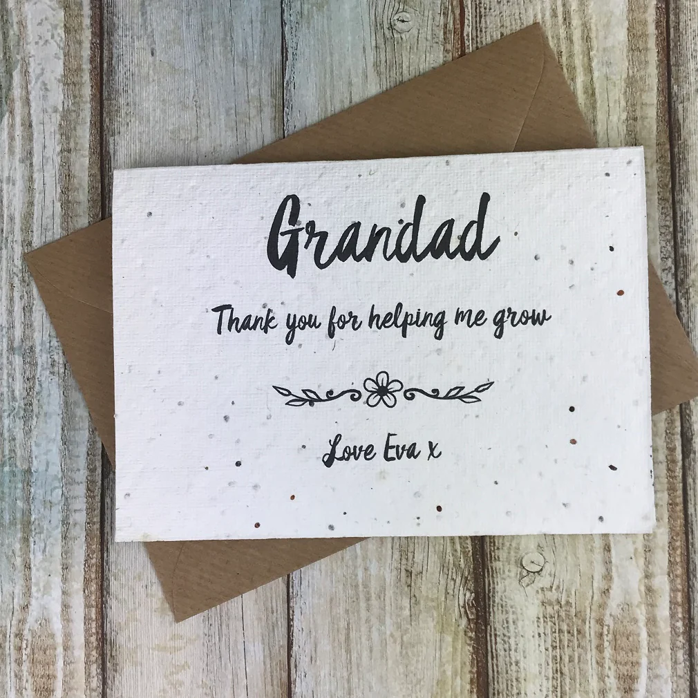 Grandad Thank You For Helping Me Grow - Personalised Card