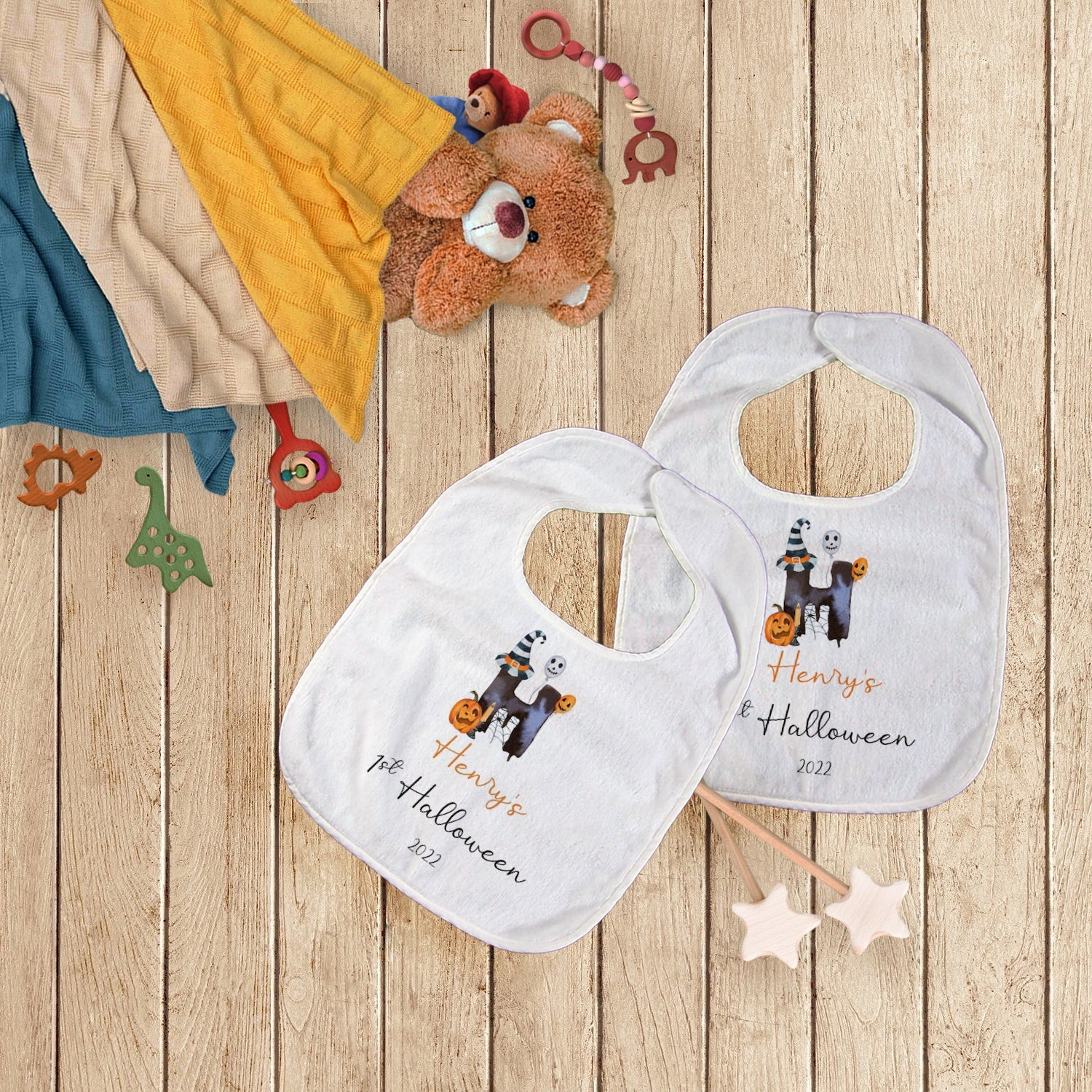Halloween Initial Baby Bib