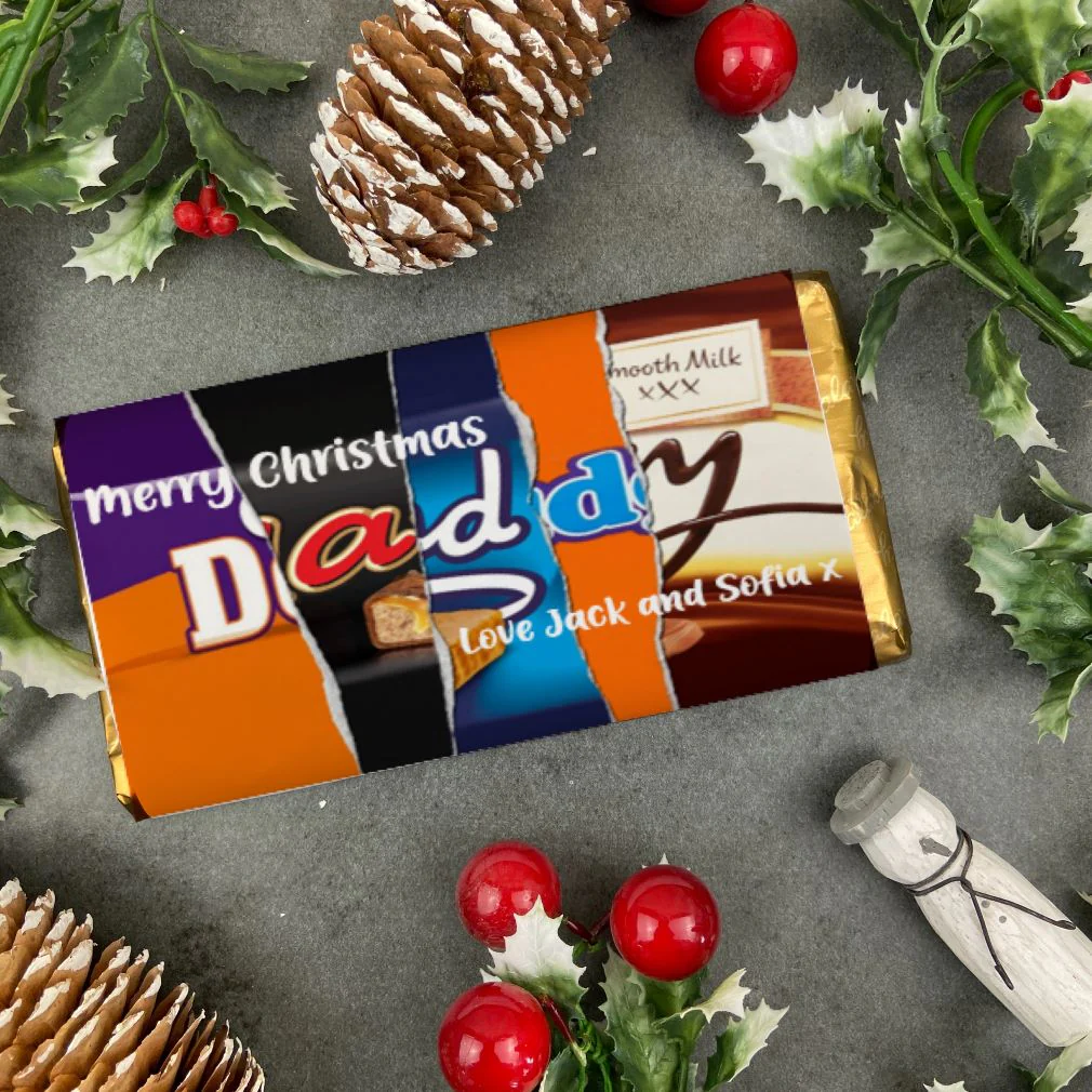 Merry Christmas Daddy Novelty Personalised Chocolate Bar - Image 4