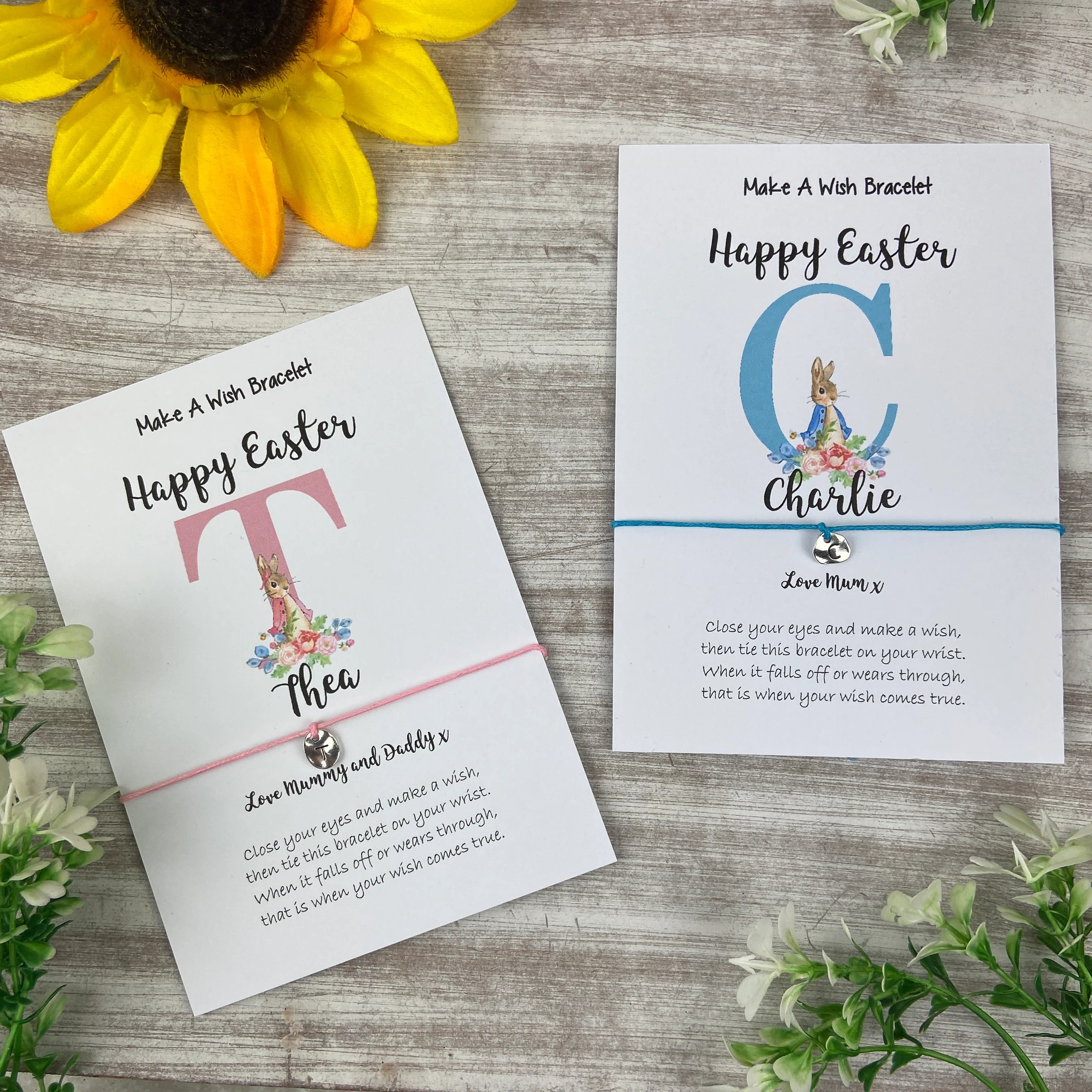 Happy Easter Personalised Initial Wish Bracelet