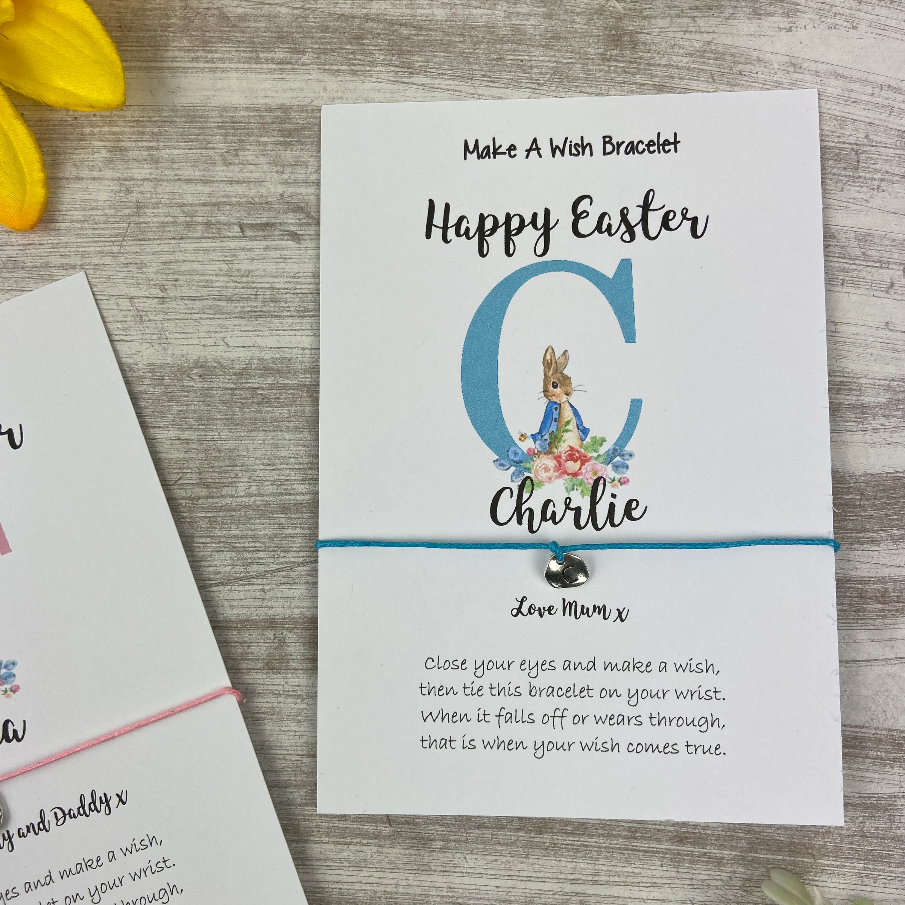 Happy Easter Personalised Initial Wish Bracelet - Image 2