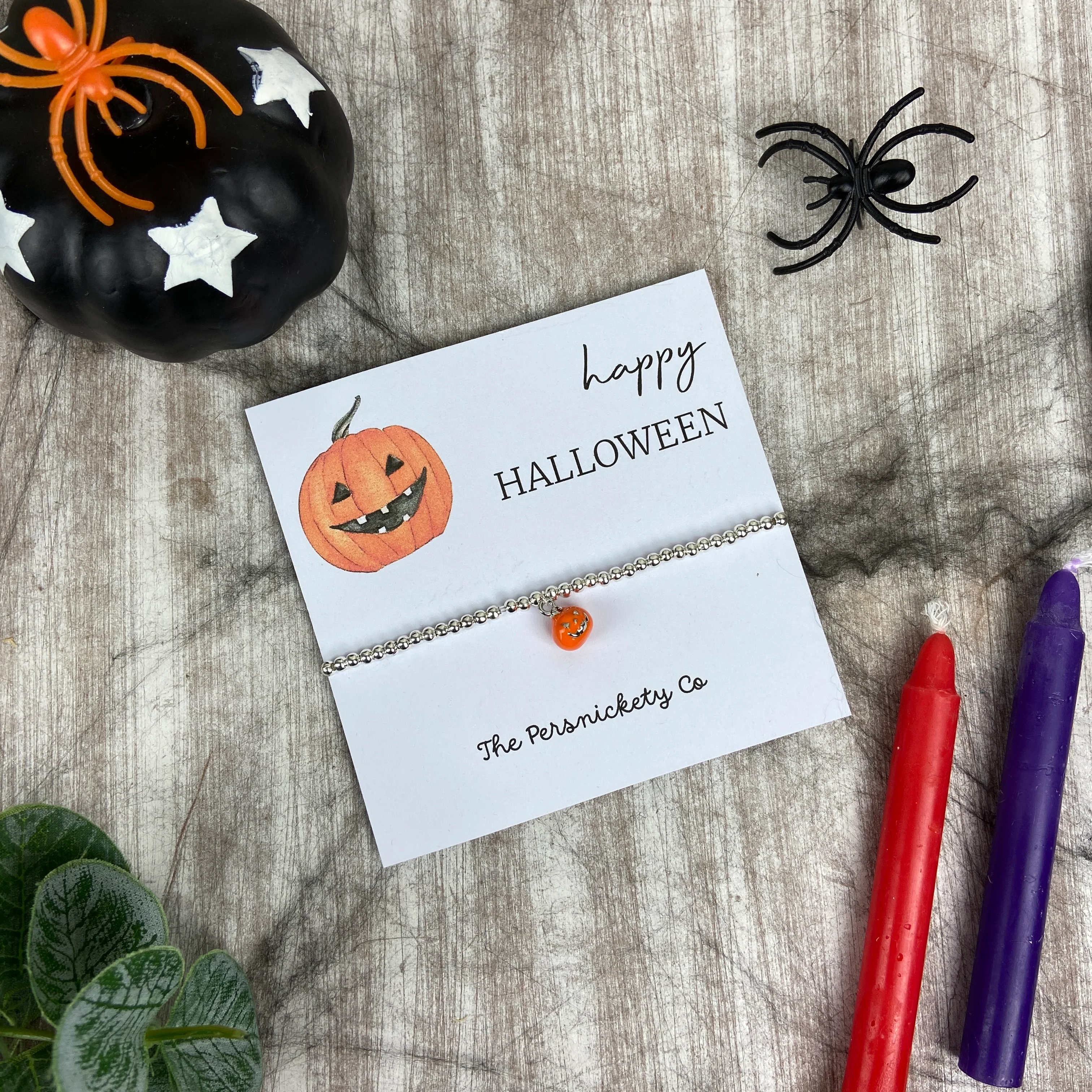 Happy Halloween Pumpkin Beaded Bracelet - Image 6