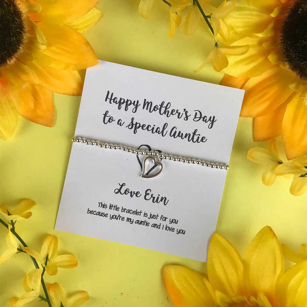 Happy Mother's Day To A Special Auntie Beaded Charm Bracelet - Image 2