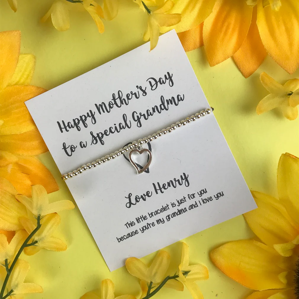 Happy Mothers Day To A Special Grandma - Personalised Beaded Bracelet