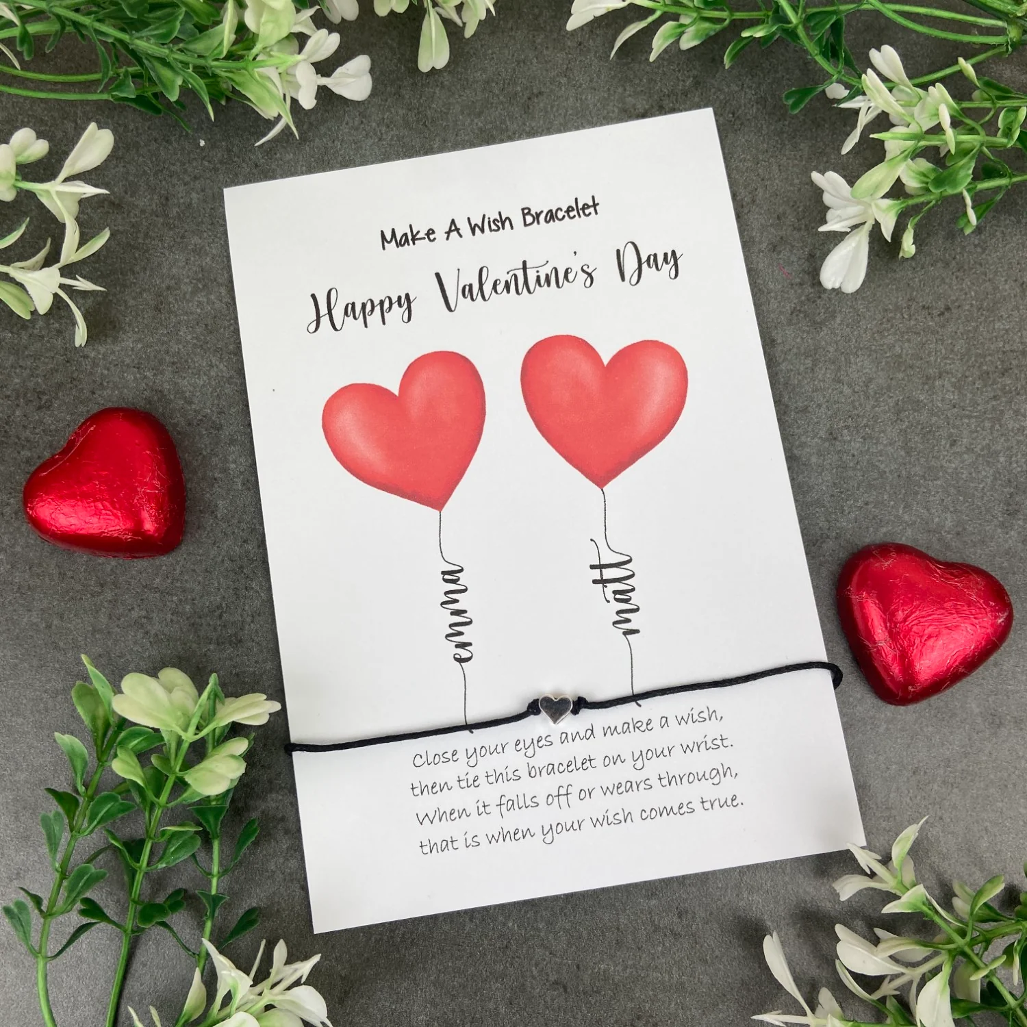 Happy Valentine's Day Balloon Names Wish Bracelet - Image 3