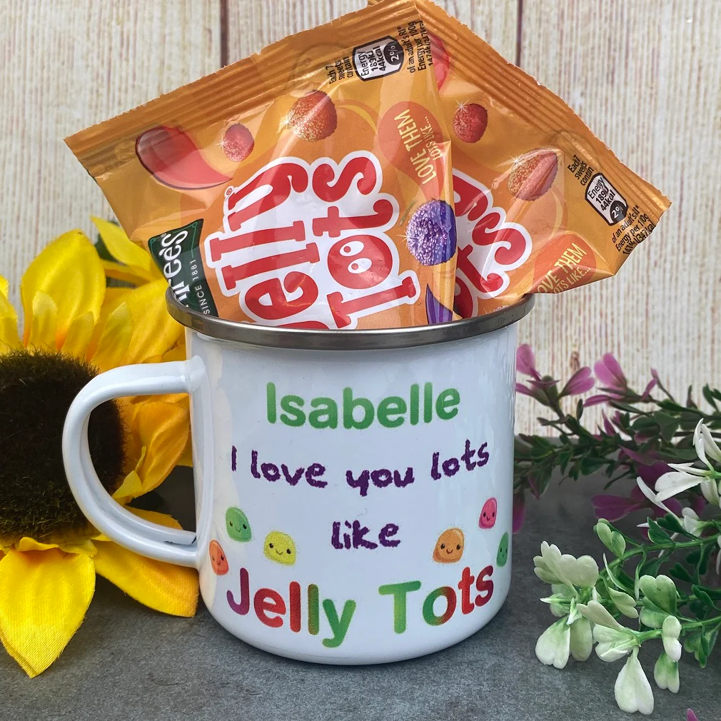 I Love You Lots Like Jelly Tots Personalised Enamel Mug - Image 5