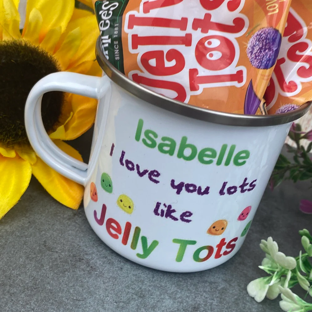 I Love You Lots Like Jelly Tots Personalised Enamel Mug - Image 7