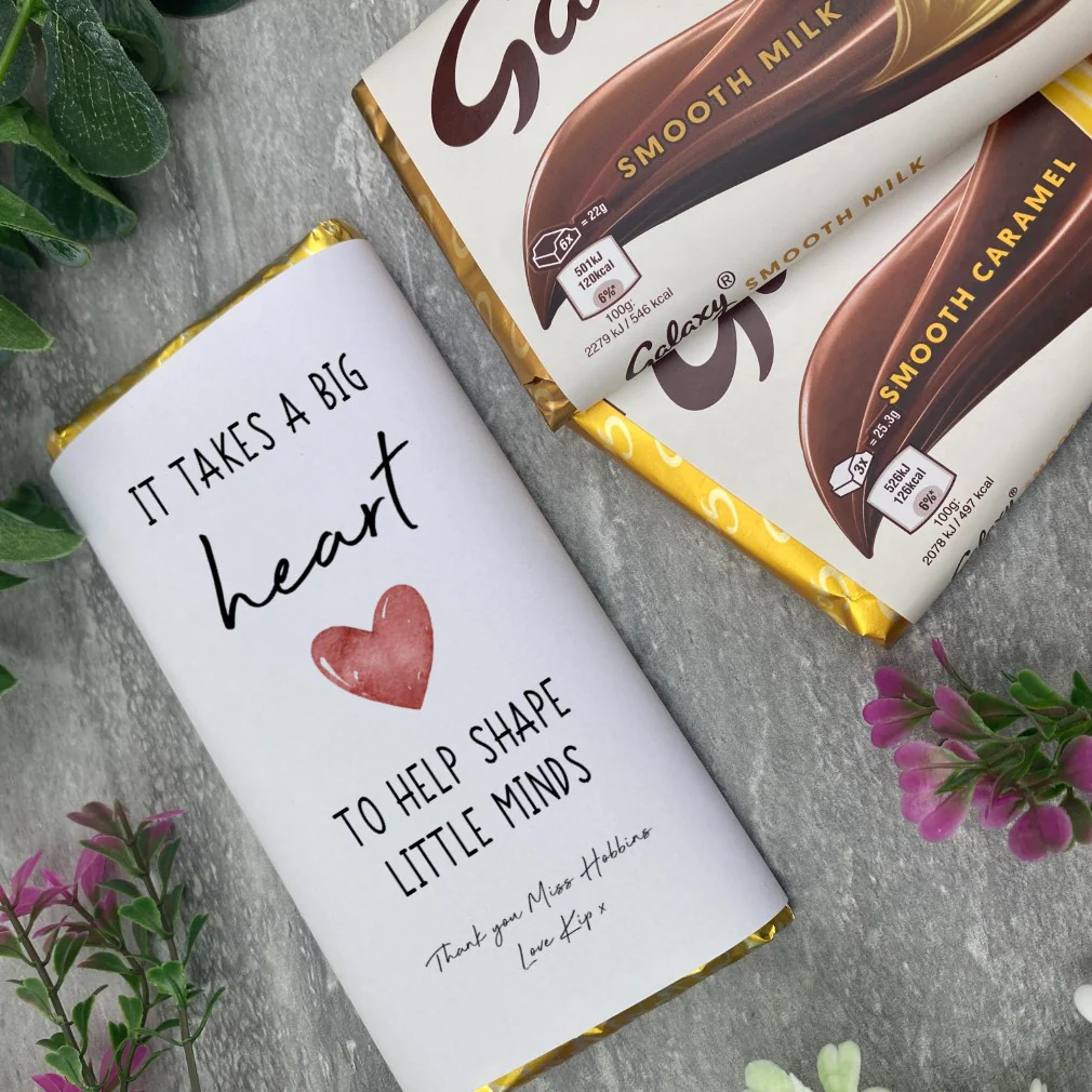 'It Takes A Big Heart To Help Shape Little Minds' Personalised Teacher Chocolate Bar - Image 5