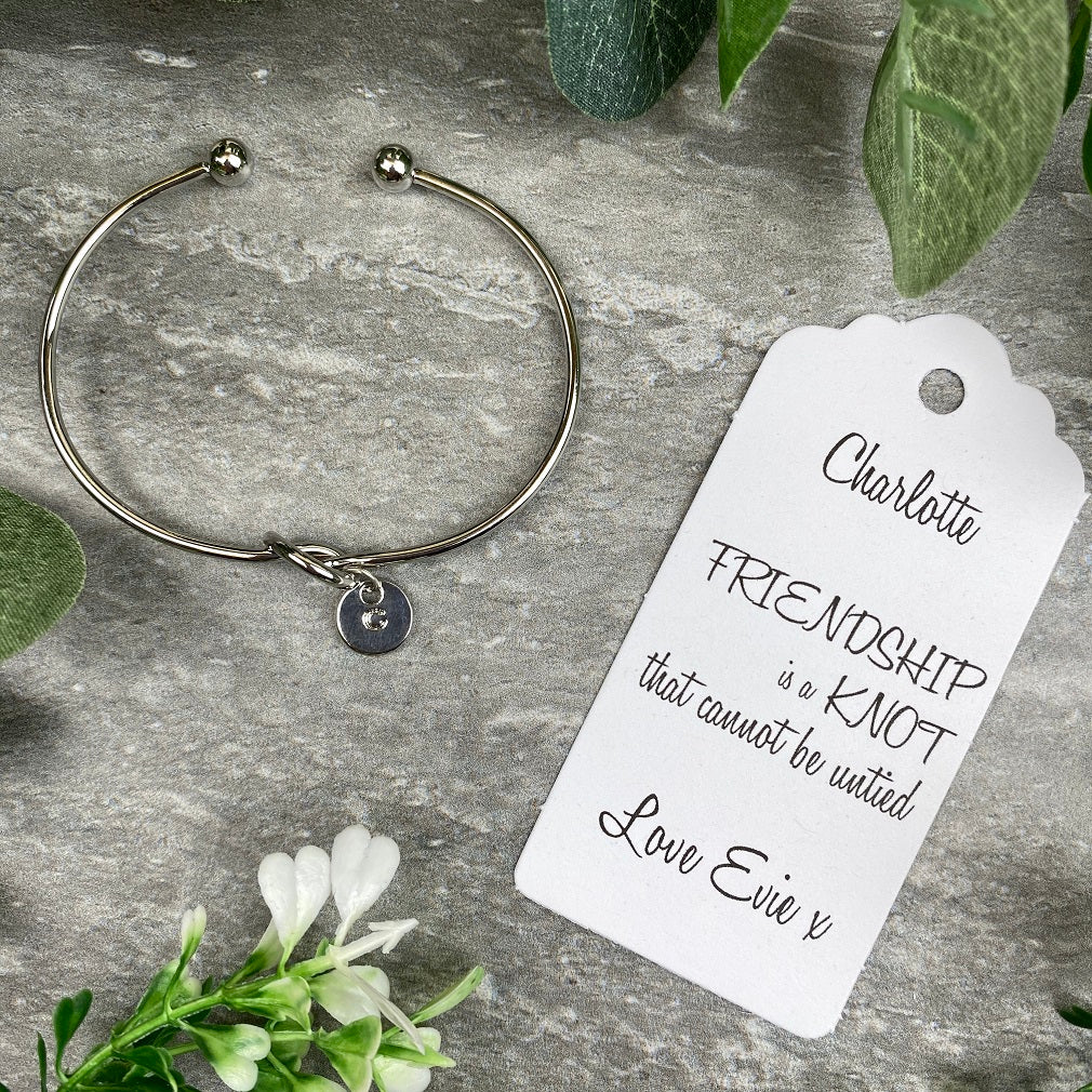 Knot Bangle With Initial Charm Friendship Is A Knot - Image 6