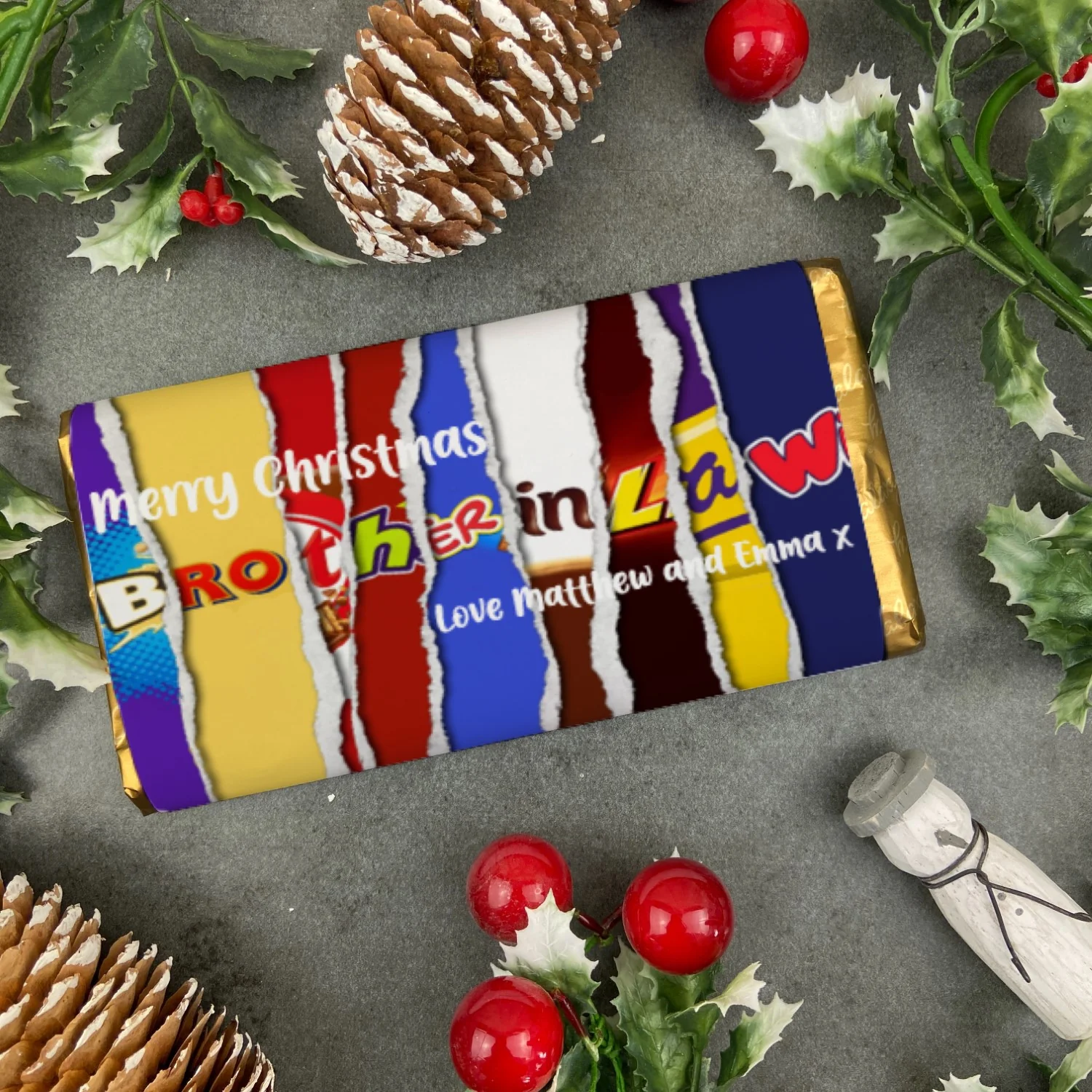 Merry Christmas Brother In Law Novelty Personalised Chocolate Bar - Image 6