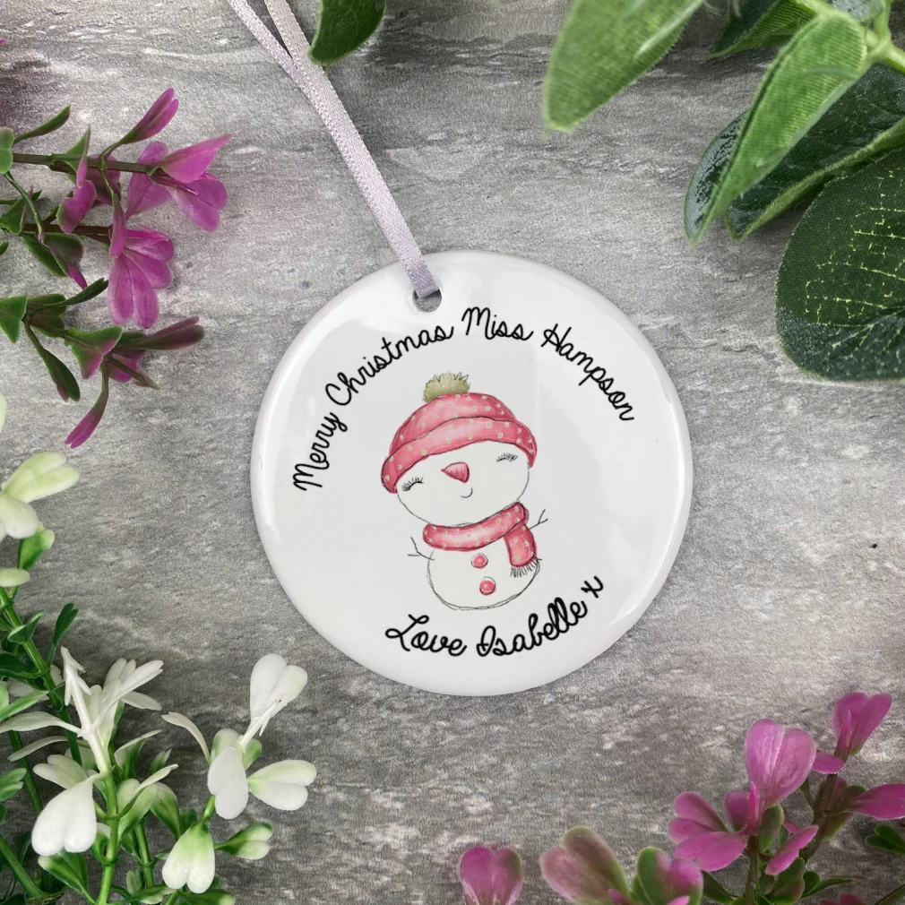 Merry Christmas - Personalised Cute Snowman Hanging Decoration - Image 5