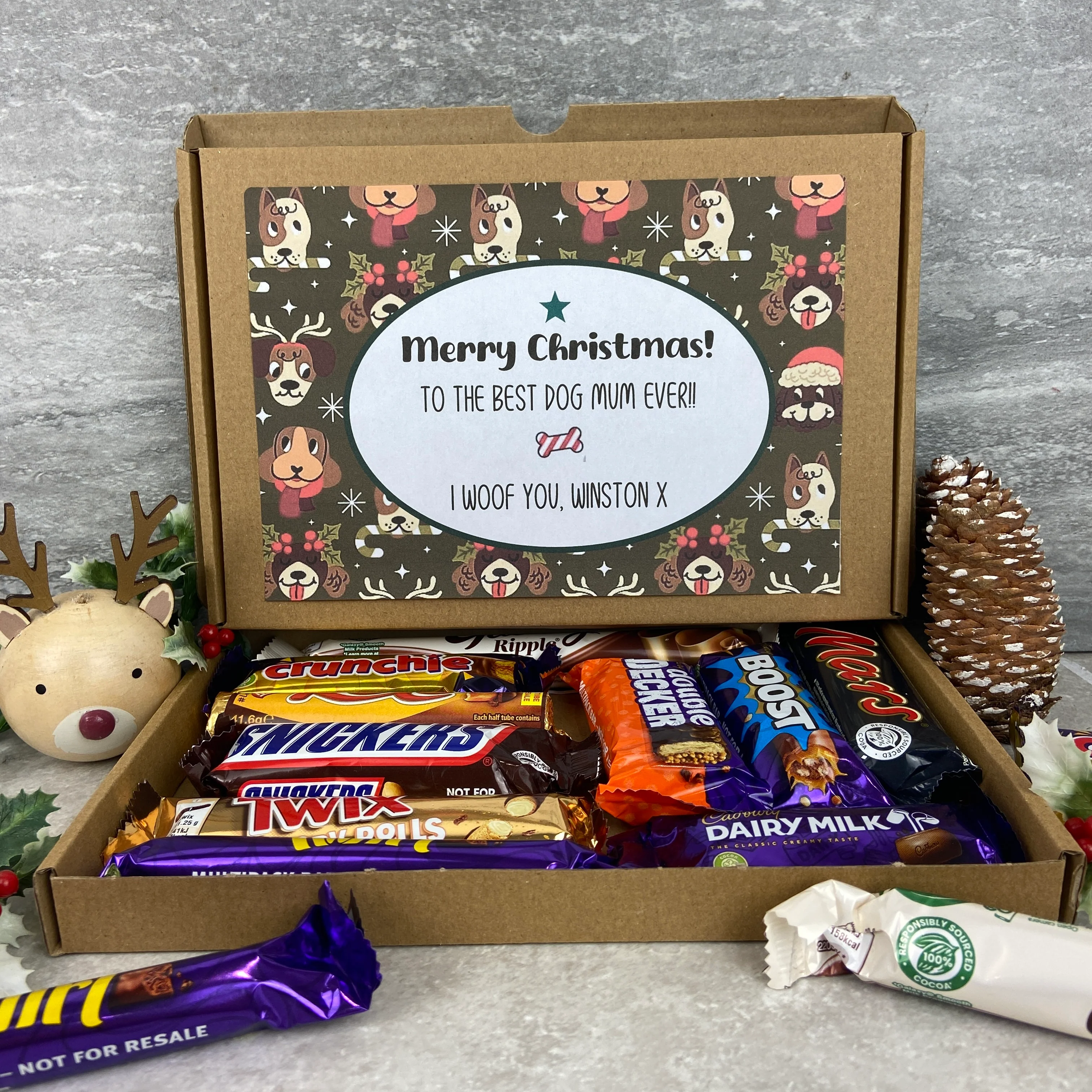 Merry Christmas Personalised Dog Mum/Dad Chocolate Box - Dog Pattern - Image 11