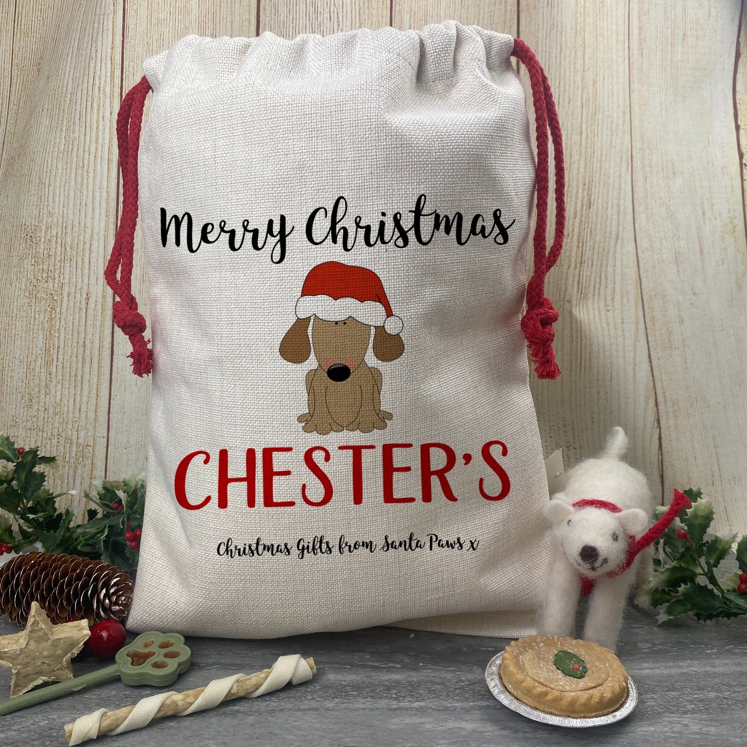 Merry Christmas Personalised Dog Santa Sack