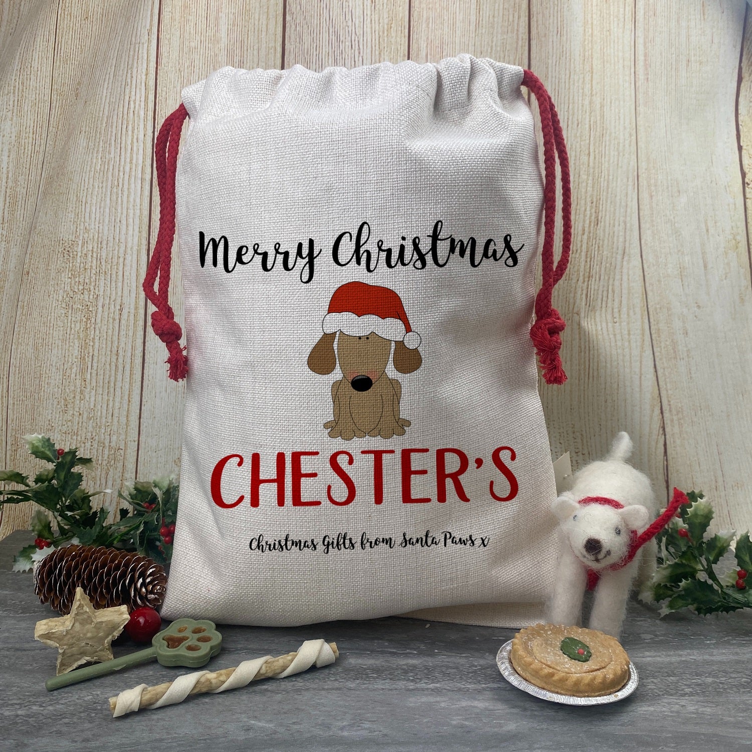 Merry Christmas Personalised Dog Santa Sack - Image 4