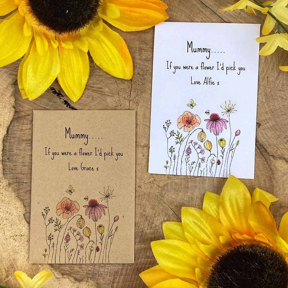 Mummy If You Were A Flower..... Mini Kraft Envelope with Sunflower Seeds