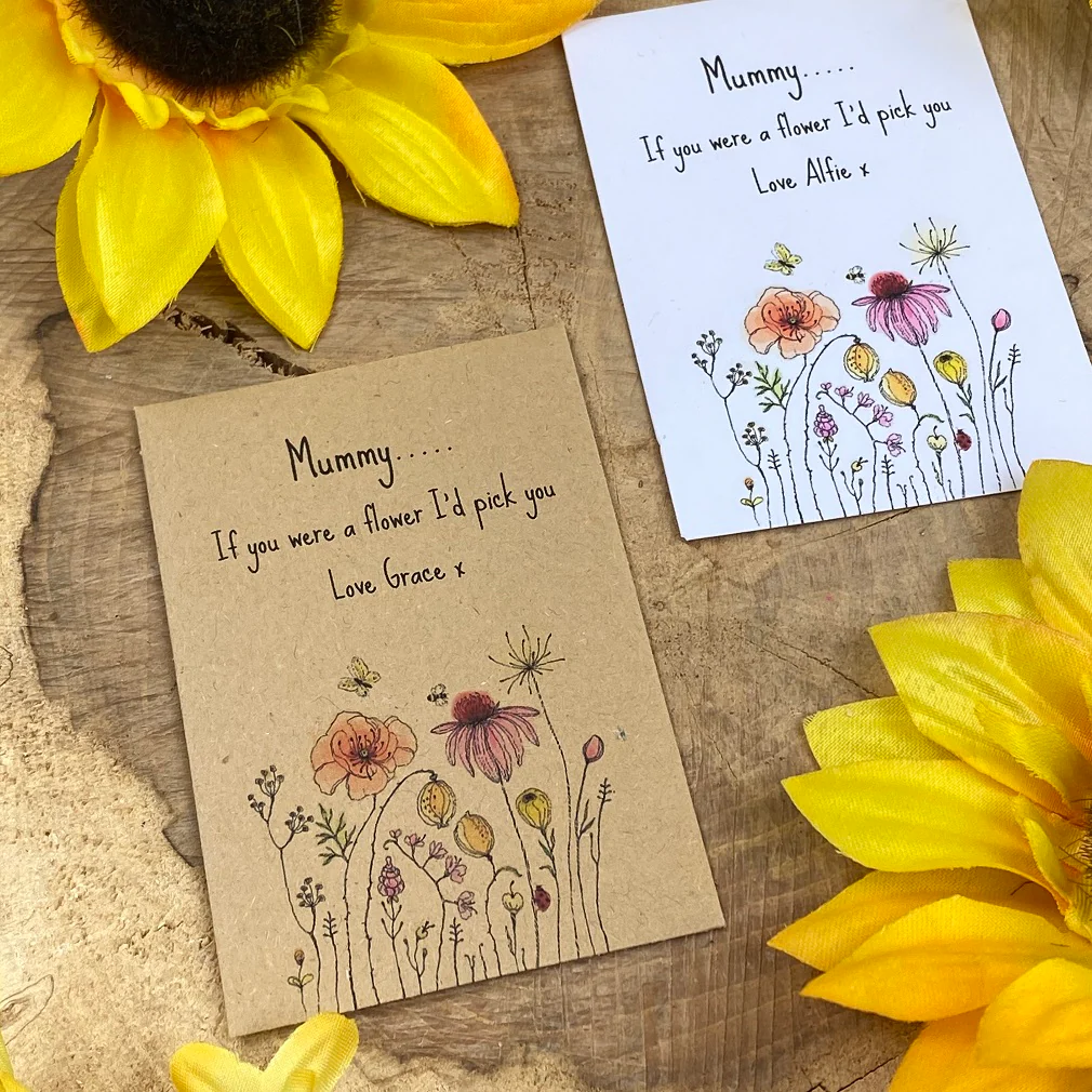 Mummy If You Were A Flower..... Mini Kraft Envelope with Sunflower Seeds - Image 2