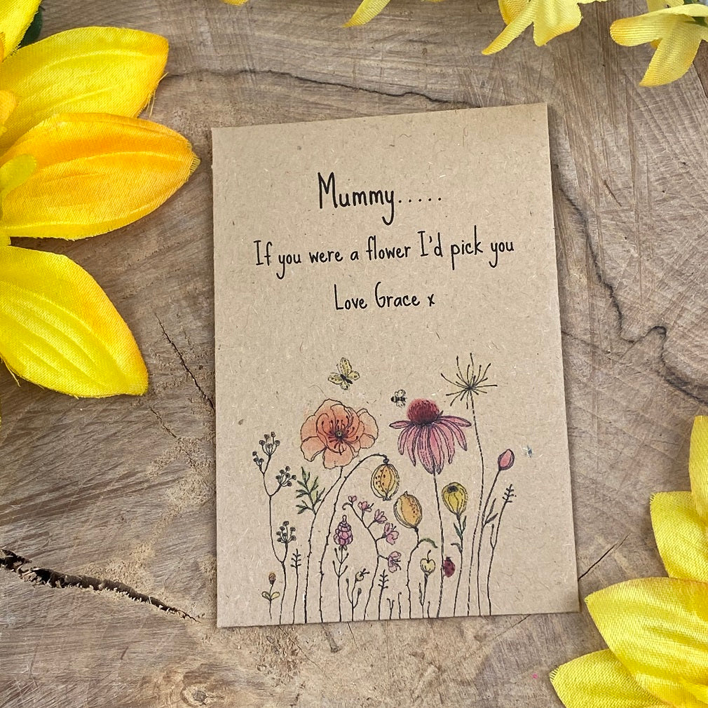 Mummy If You Were A Flower..... Mini Kraft Envelope with Sunflower Seeds - Image 3