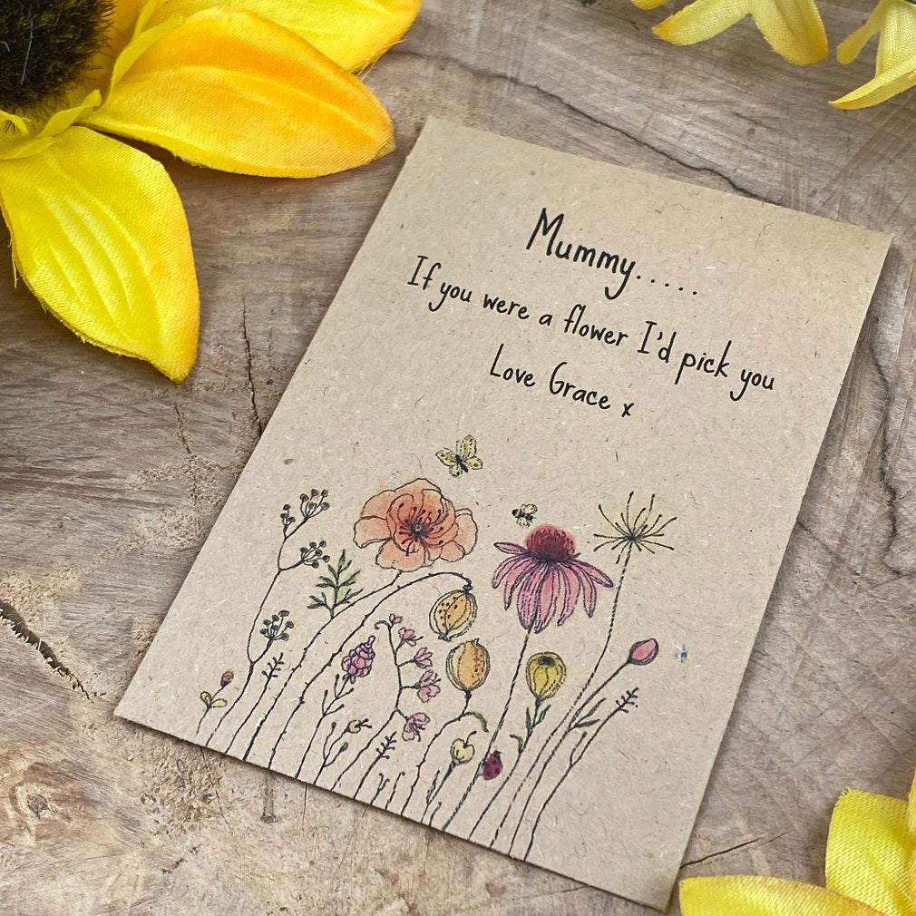 Mummy If You Were A Flower..... Mini Kraft Envelope with Sunflower Seeds - Image 4