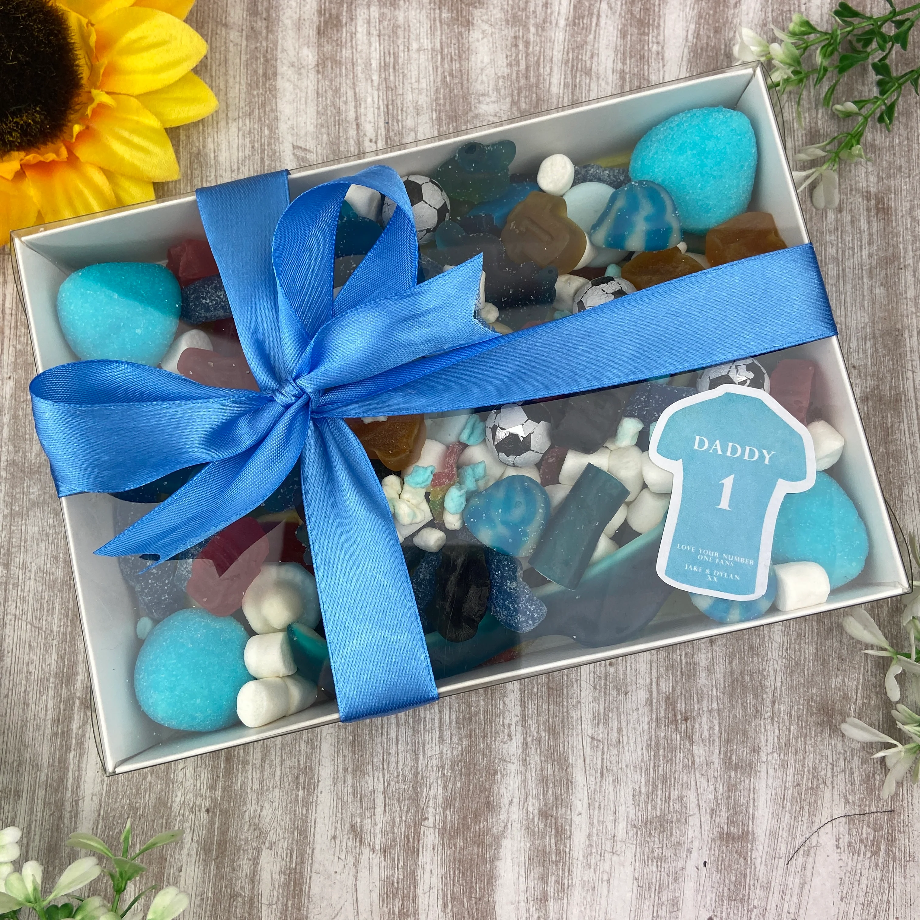 No.1 Daddy Personalised Sweet Box in Blue or Red