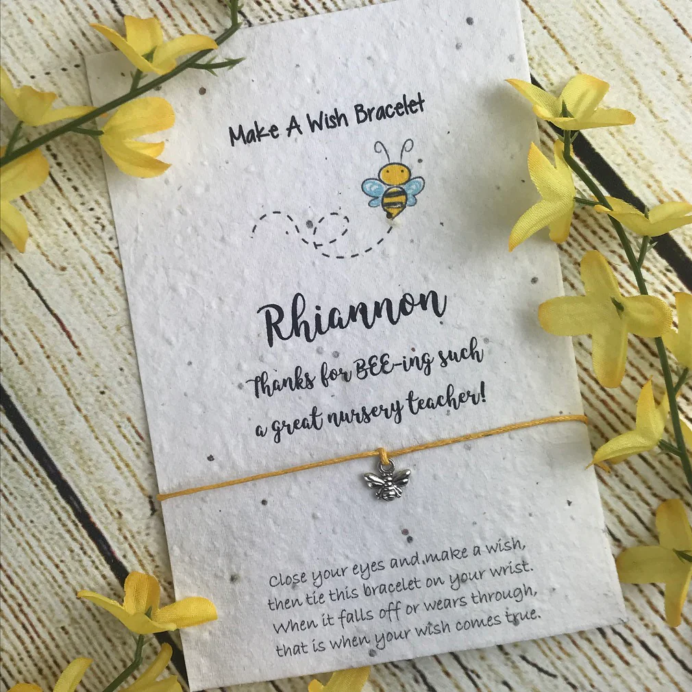 Nursery Teacher Wish Bracelet on Plantable Seed Card - Image 2