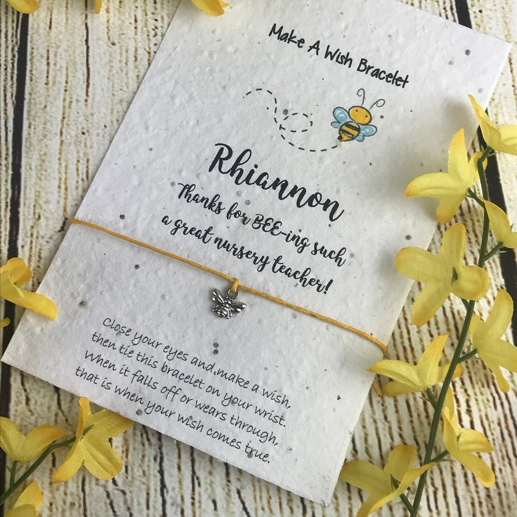 Nursery Teacher Wish Bracelet on Plantable Seed Card - Image 5