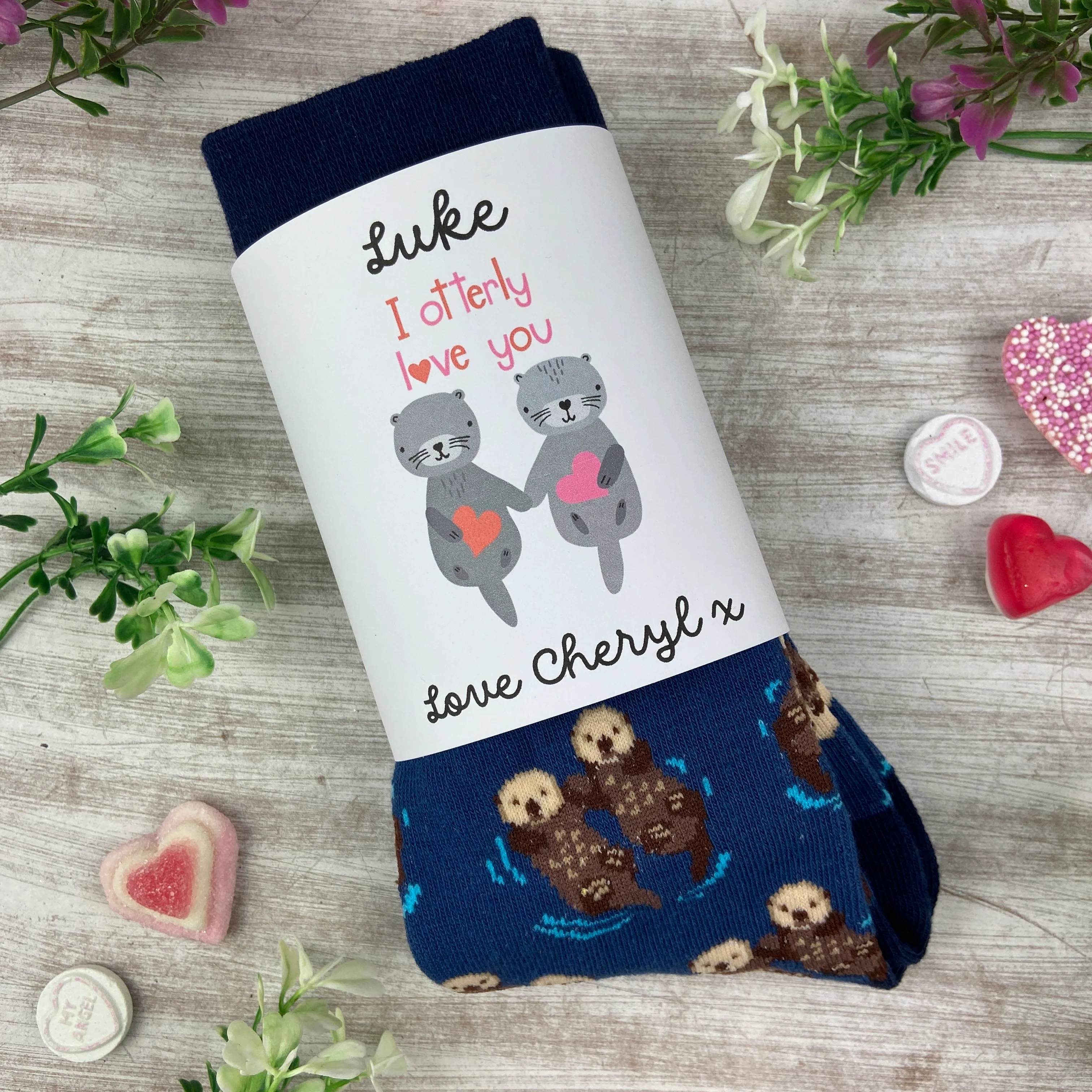 Otter Socks With Personalised Label