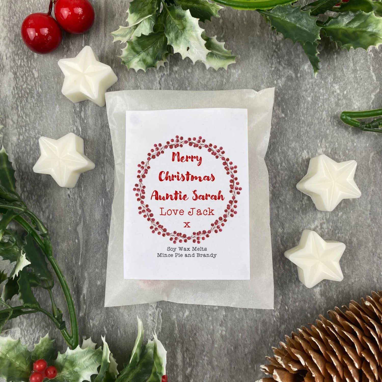 Pack of 8 Handmade Soy Wax Melts - Merry Christmas Auntie - Image 4