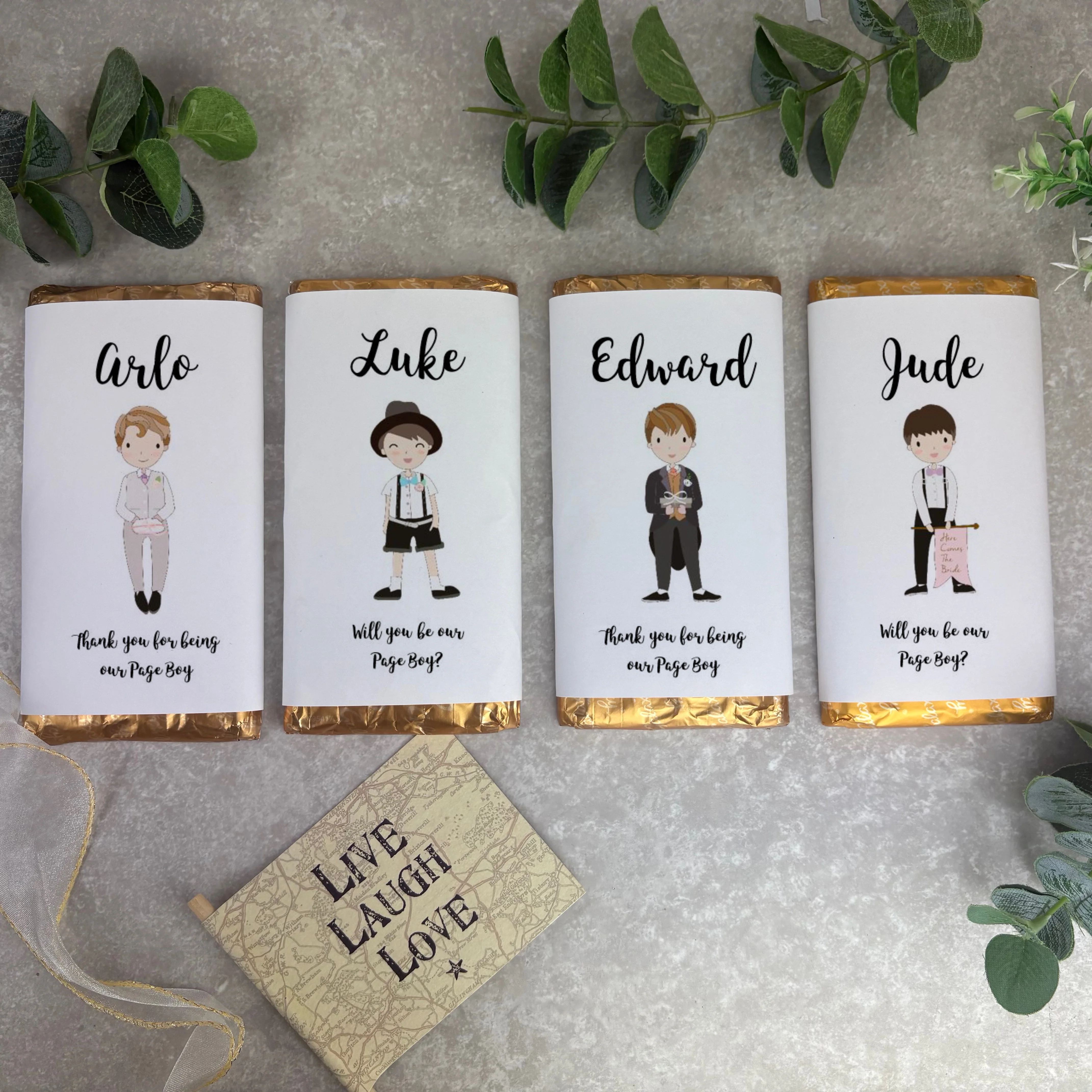 Personalised Page Boy Chocolate Bar