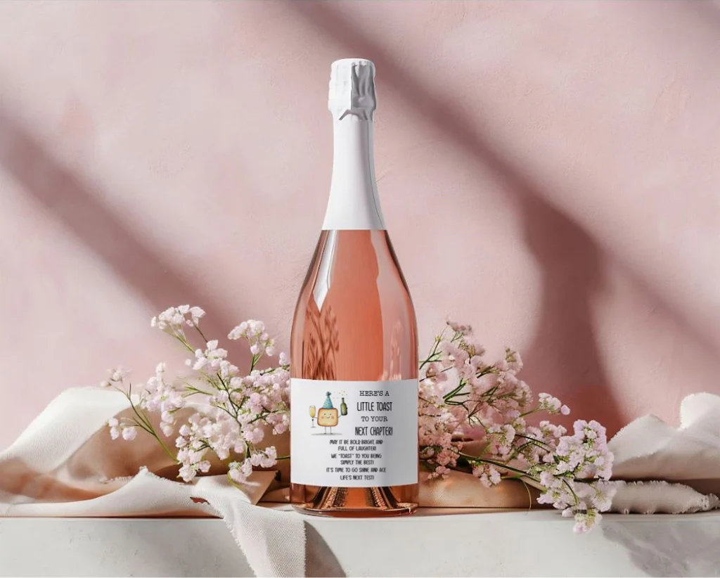 “Here’s a Little Toast…” Water-Resistant Wine Bottle Label - Image 2
