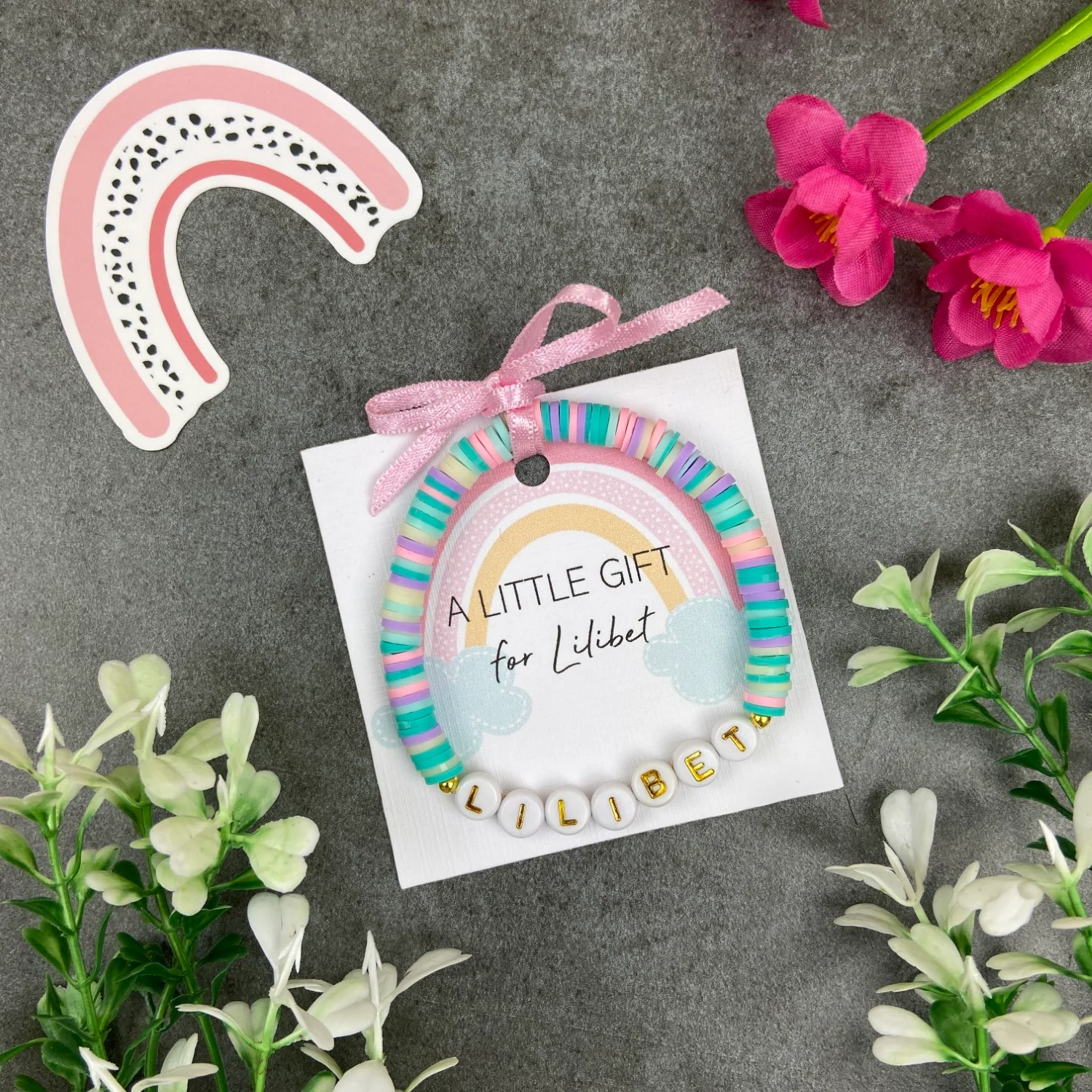 Pastel Rainbow Personalised Name Bracelet - Image 8