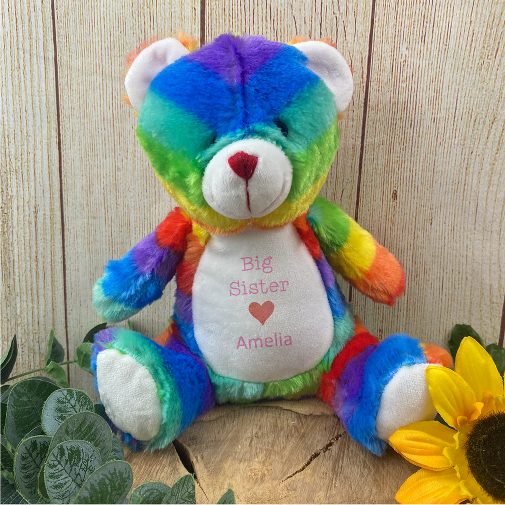 Personalised 'Big Sister' Rainbow Bear Soft Toy - Image 5