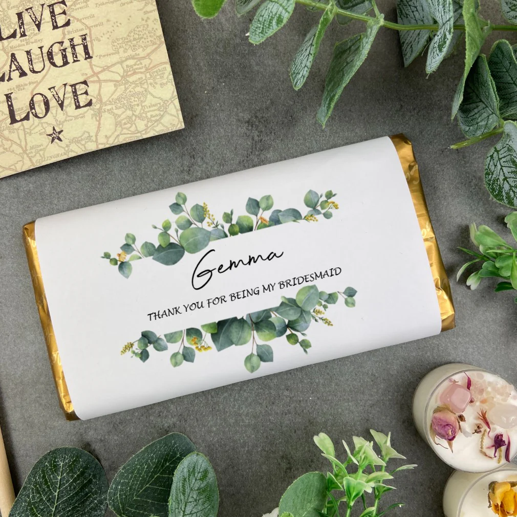 Personalised Bridesmaid - Thank You Eucalyptus Chocolate Bar - Image 3