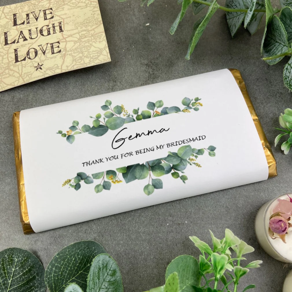 Personalised Bridesmaid - Thank You Eucalyptus Chocolate Bar - Image 4