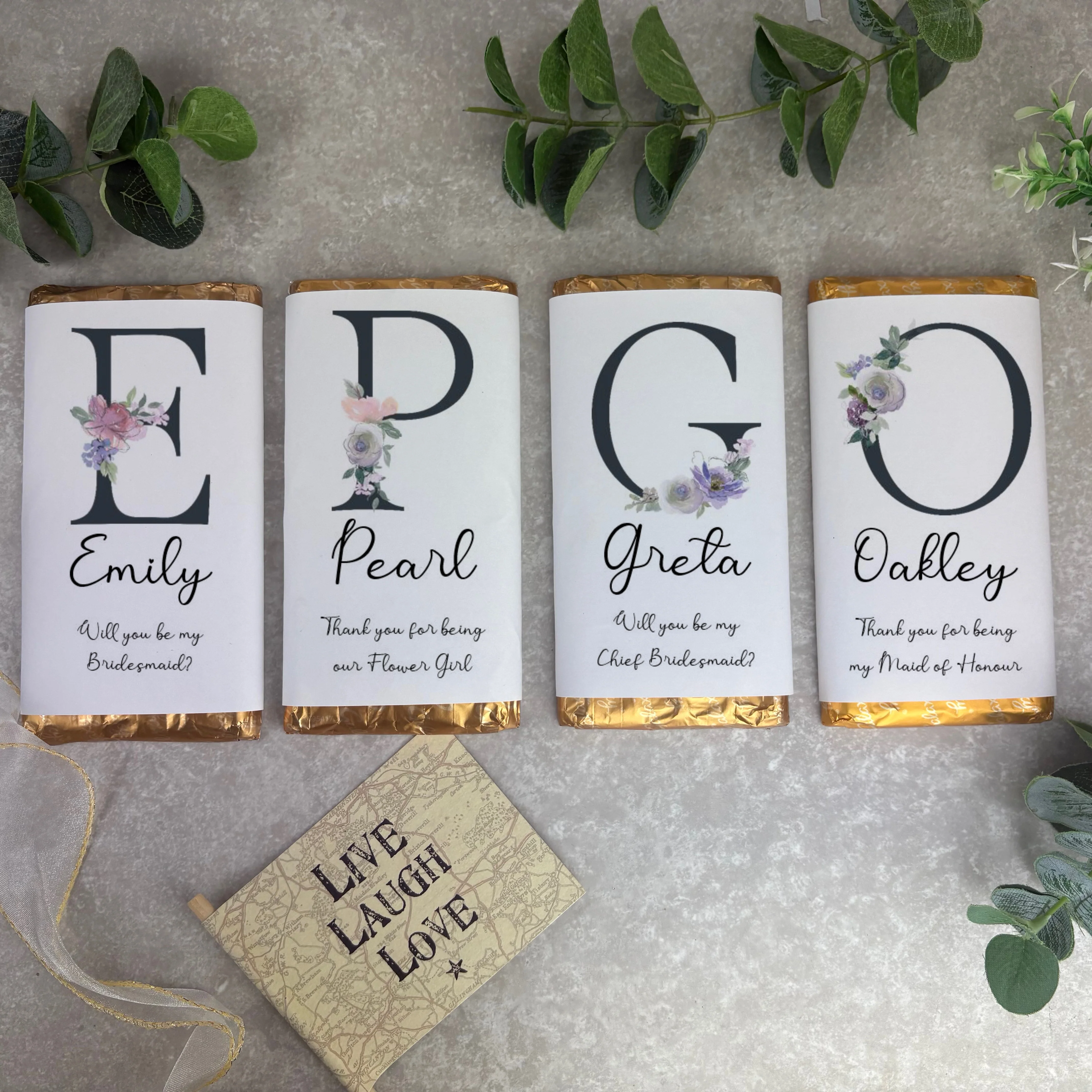 Personalised Bridesmaid Wedding Chocolate Bar